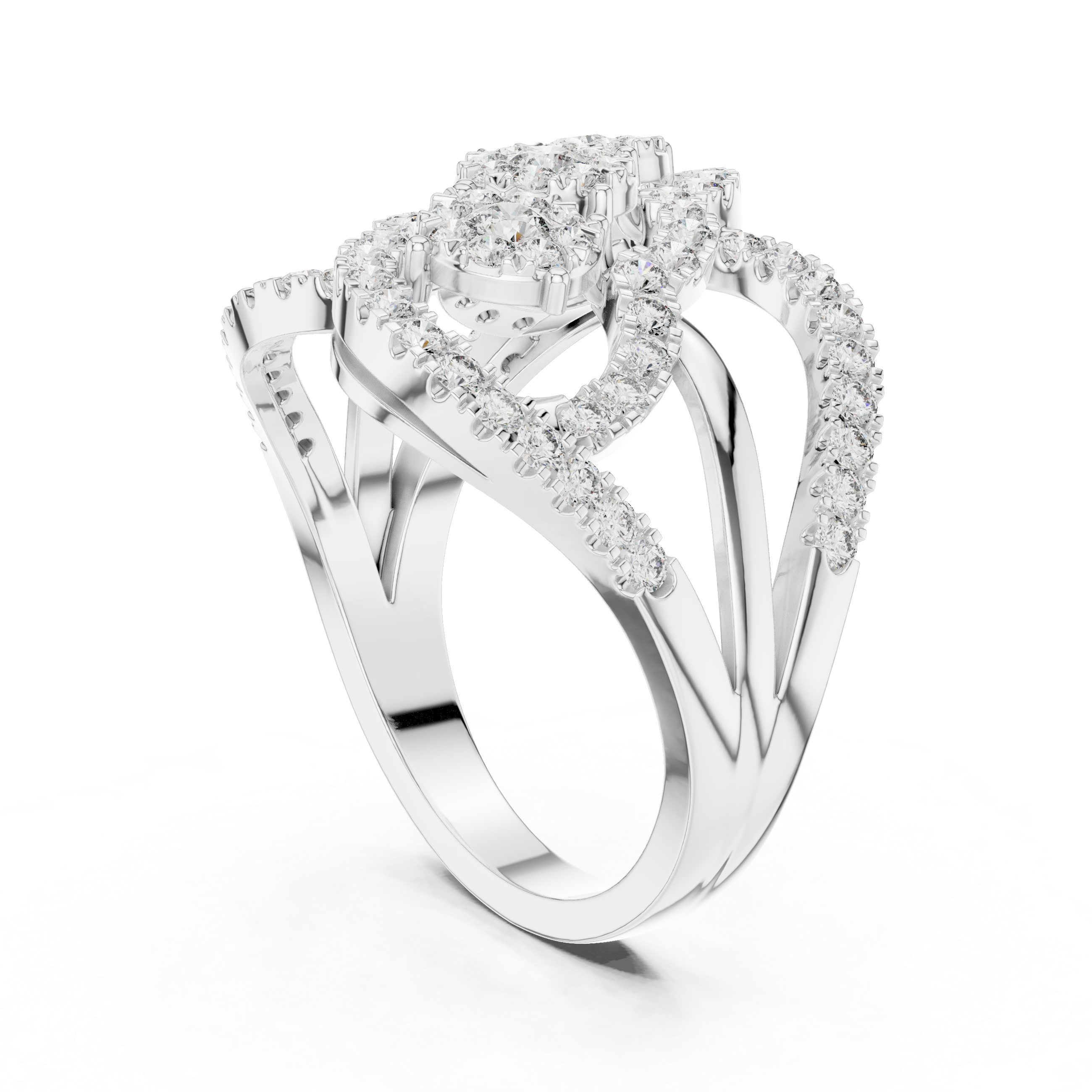 Triple Cluster Rose Gold Diamond Ring