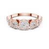 Cluster diamond ring with halo accents.