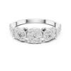 Cluster diamond ring with halo accents.