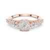 Cluster center diamond and unique split-shank diamond-accented band.