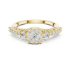 Cluster center diamond and unique split-shank diamond-accented band.