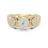 Cluster center diamond and pear-shaped diamond halo accents.
