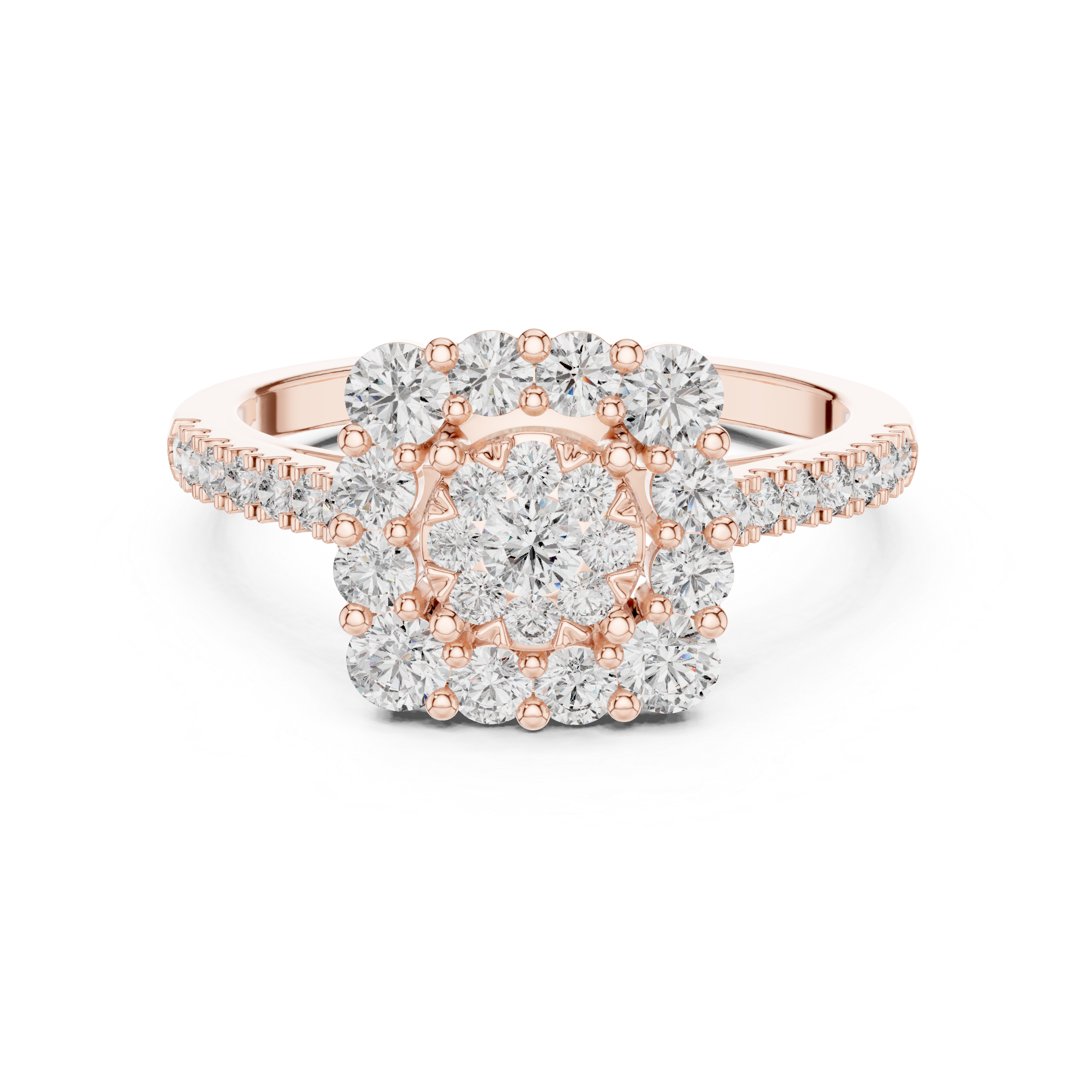 Bold and Beautiful Ring with Double Halo Sparkle