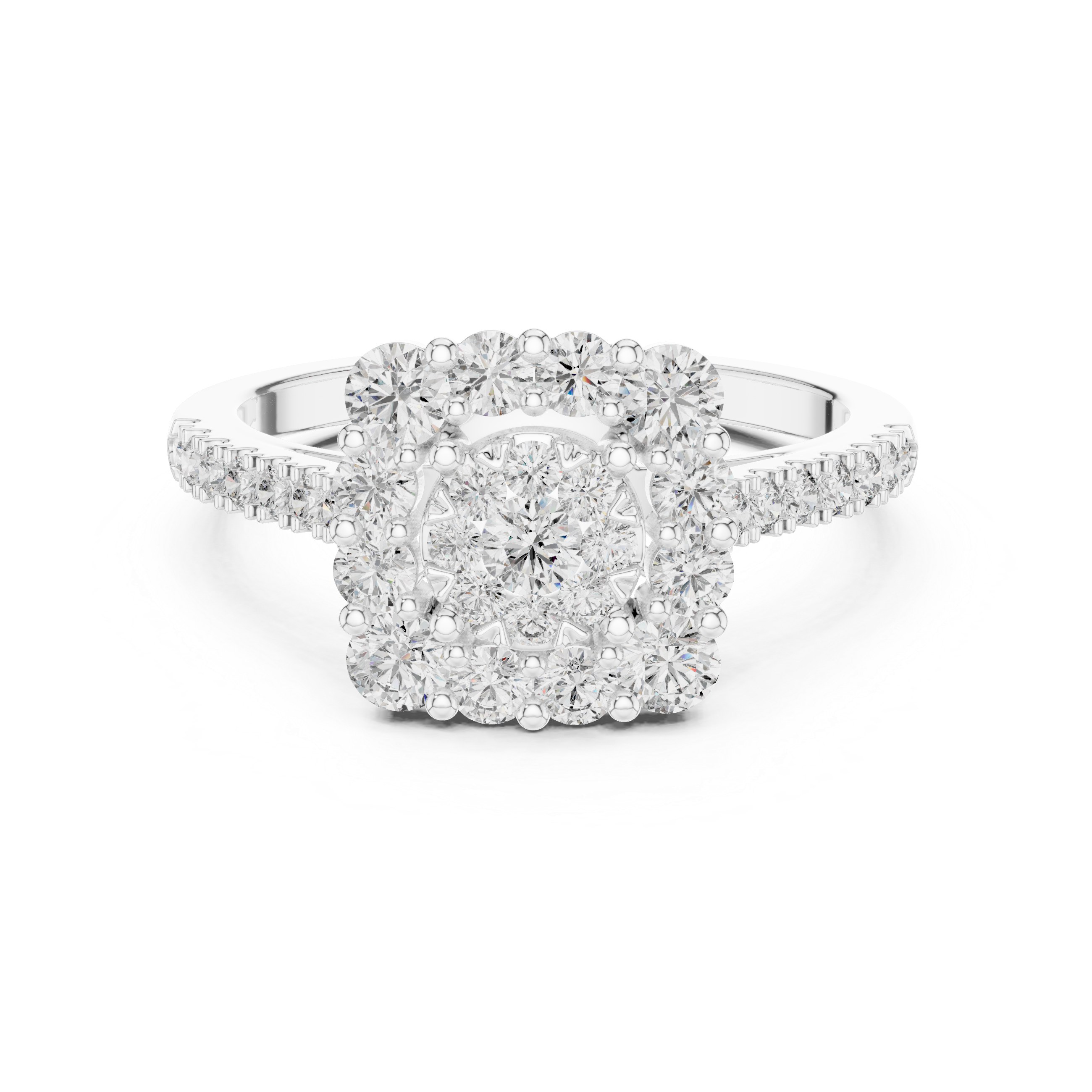 Bold and Beautiful Ring with Double Halo Sparkle