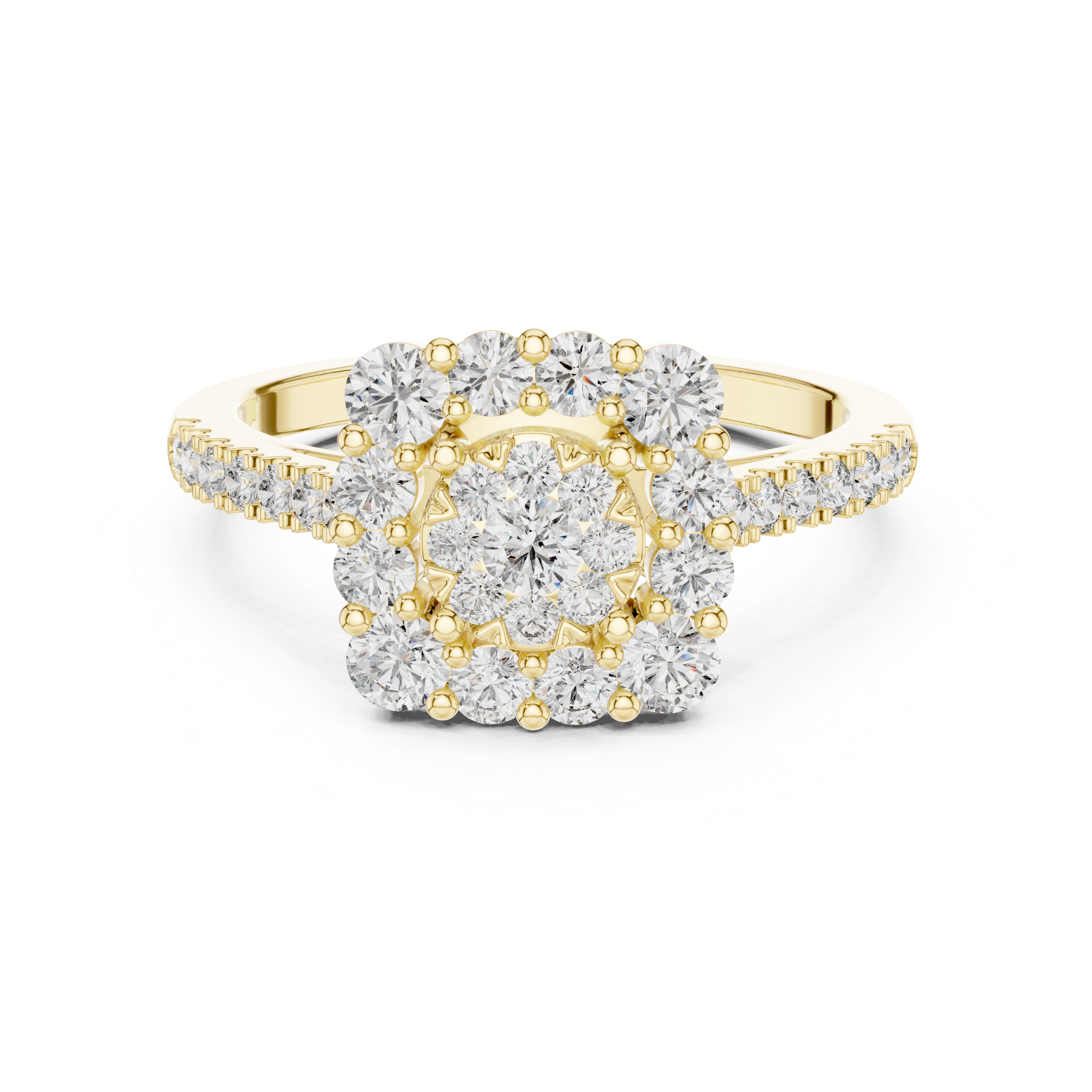Bold and Beautiful Ring with Double Halo Sparkle