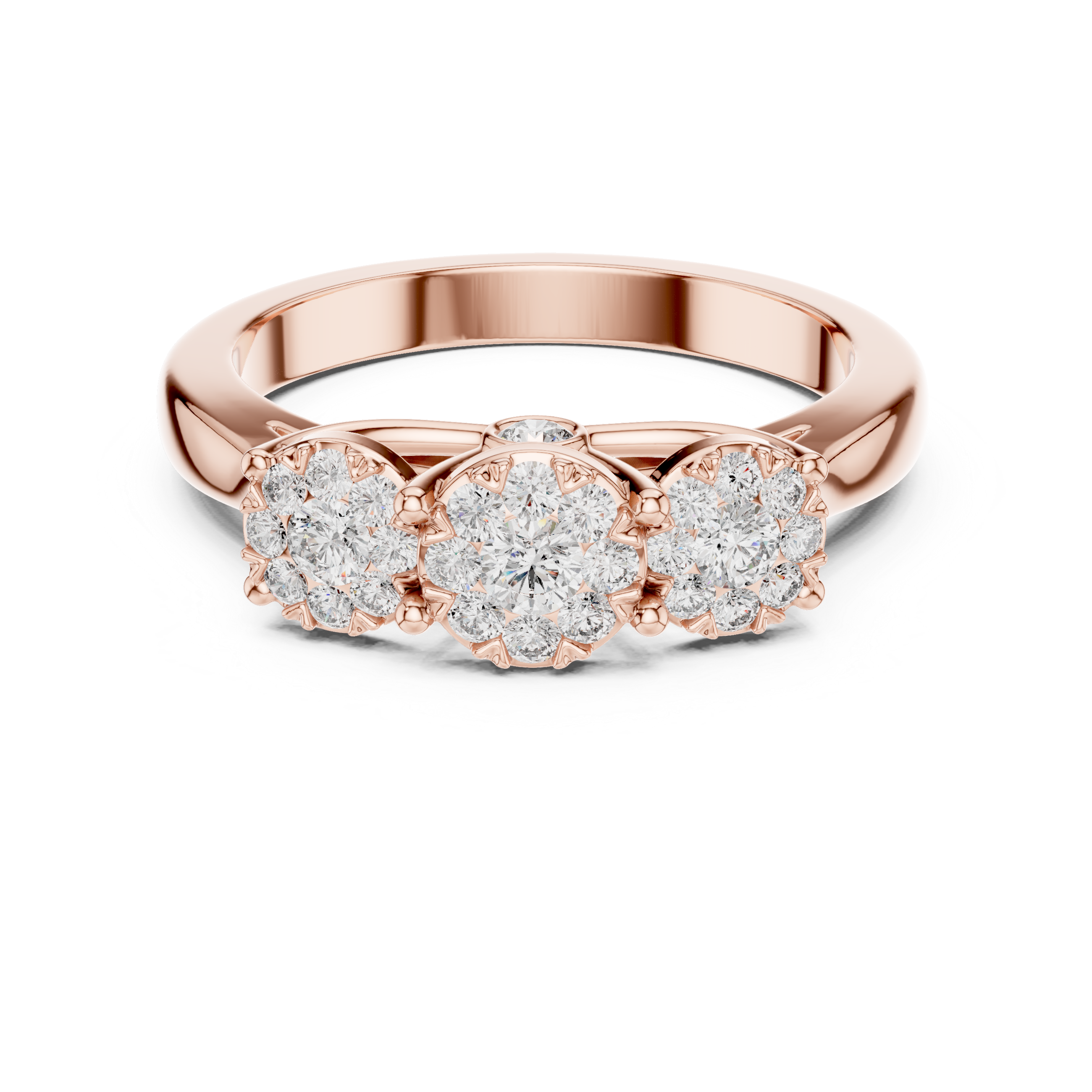 Triple Cluster Diamond Ring