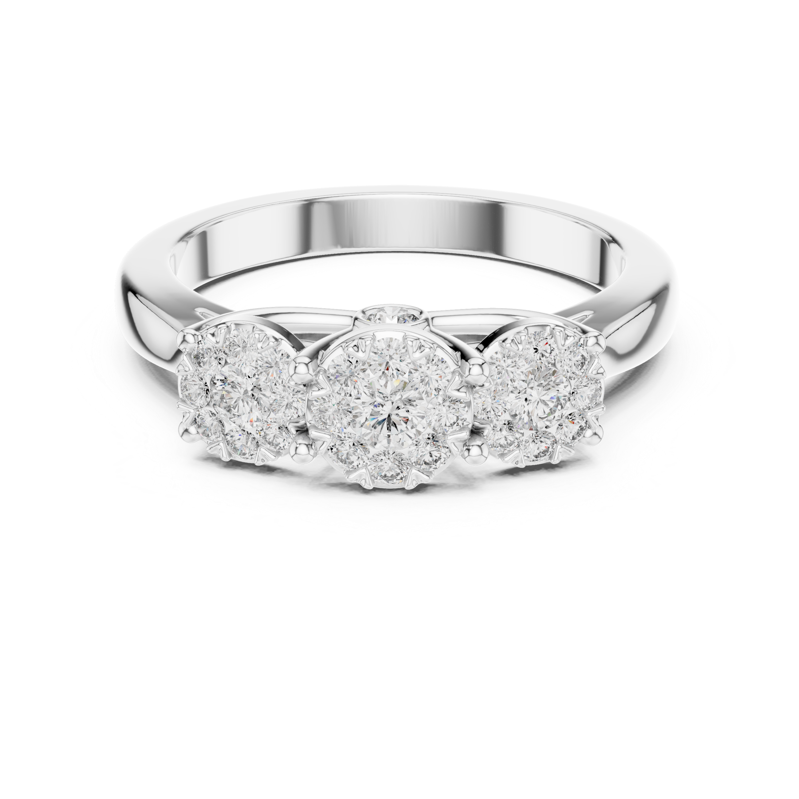 Triple Cluster Diamond Ring