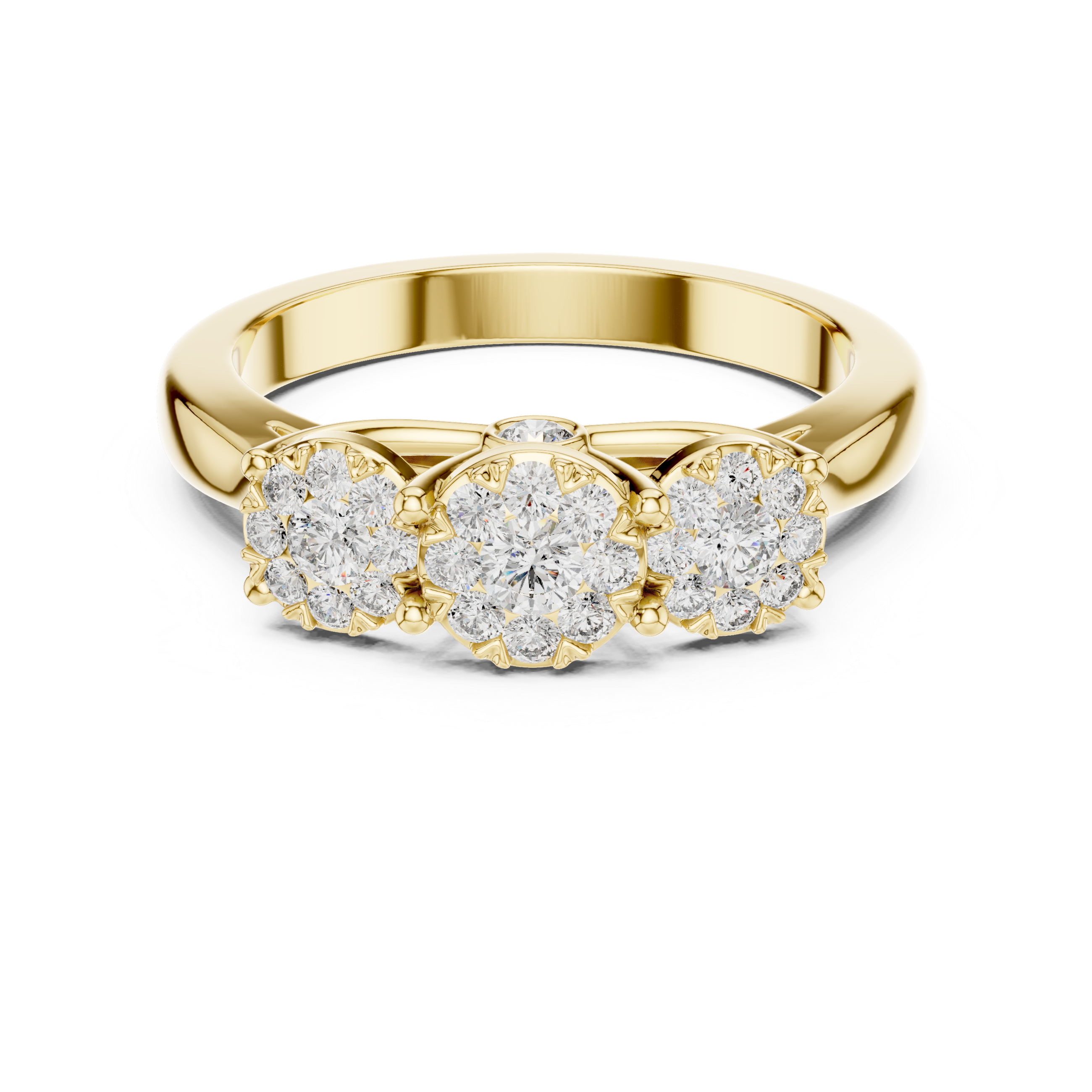 Triple Cluster Diamond Ring