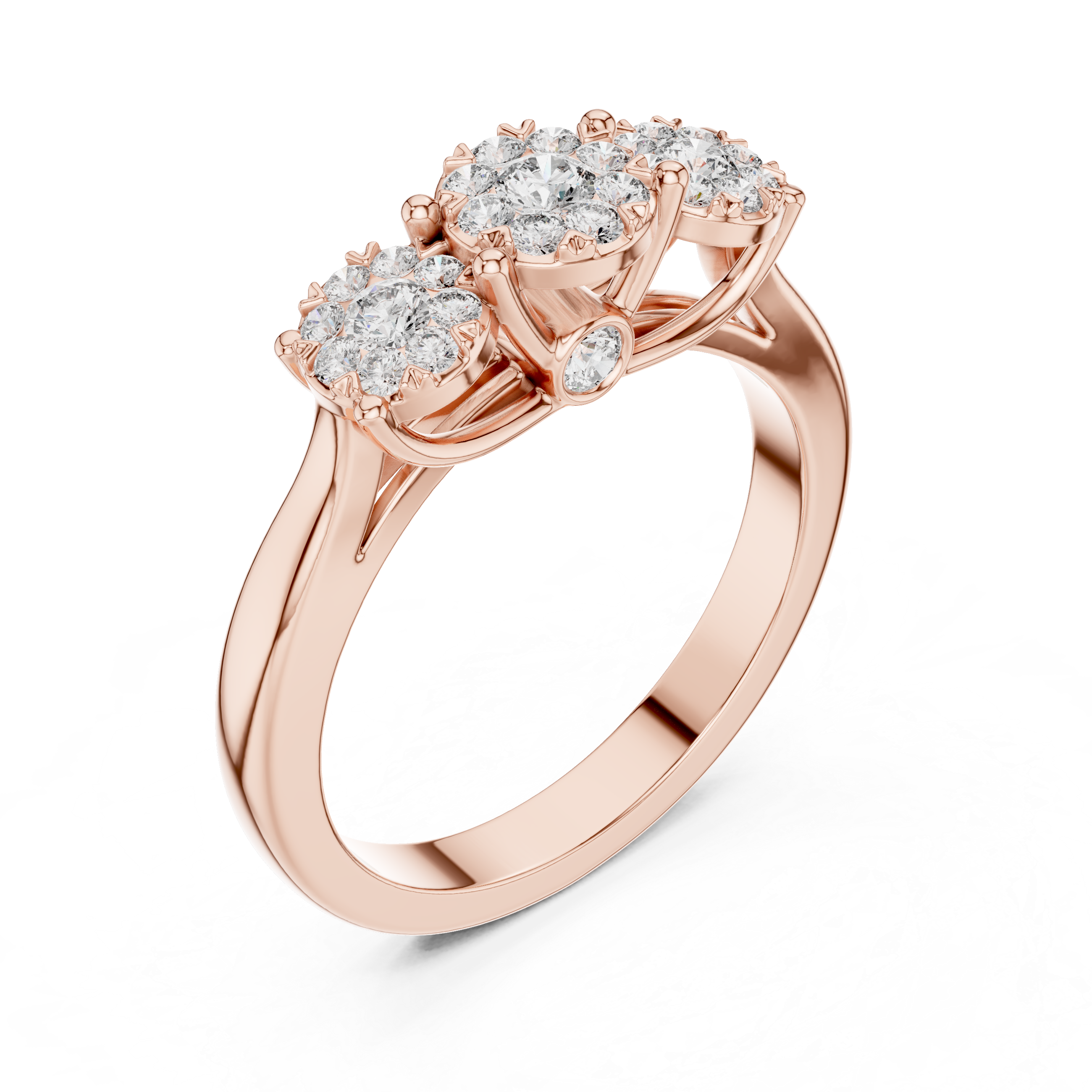 Triple Cluster Diamond Ring