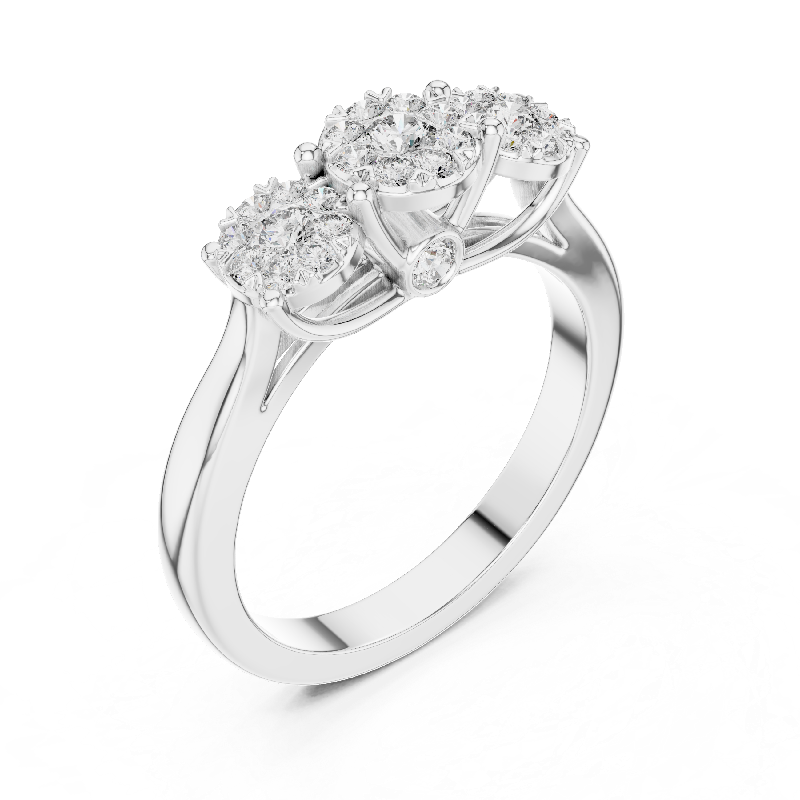 Triple Cluster Diamond Ring