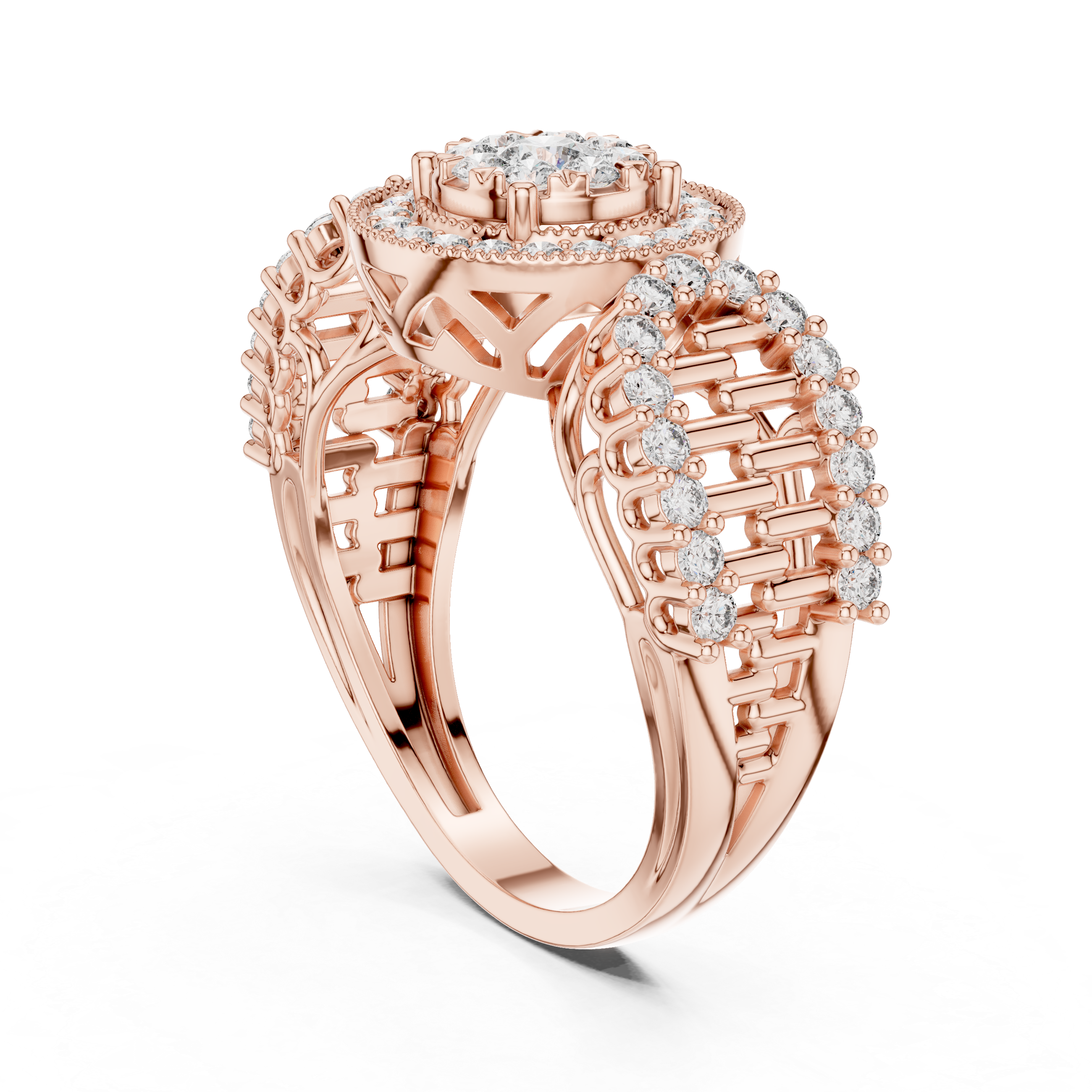 Diamonds and a round halo design