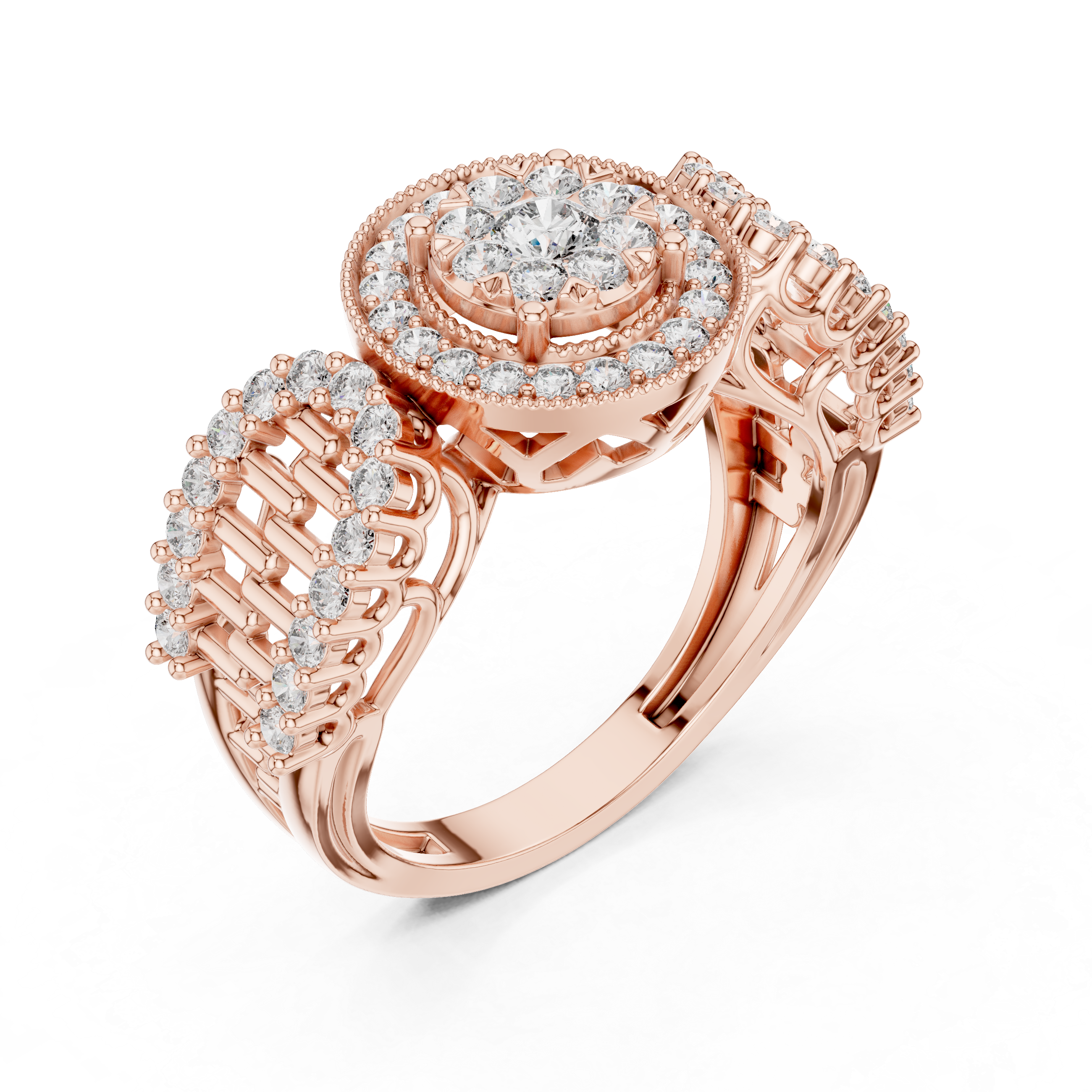 Diamonds and a round halo design
