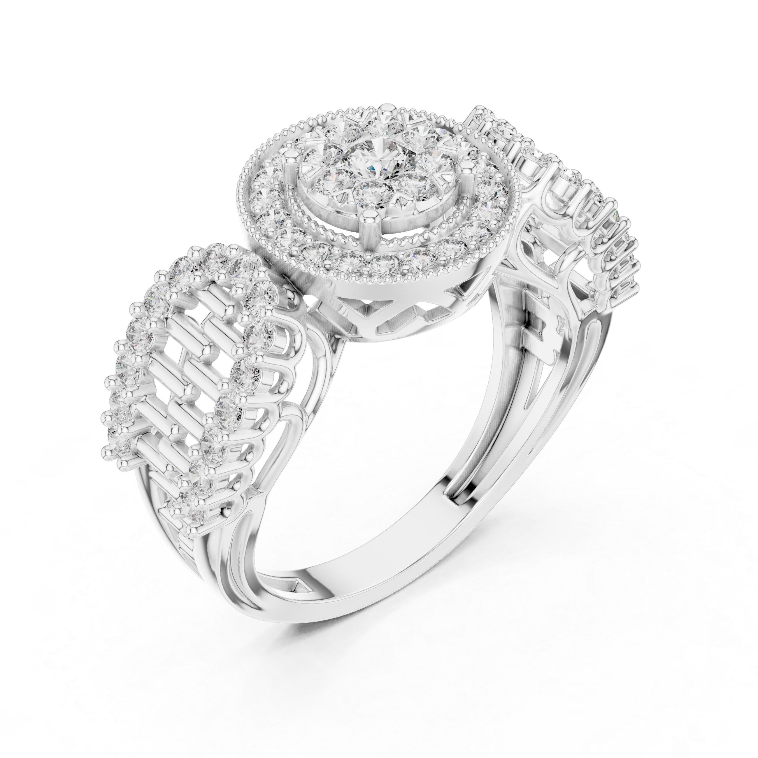 Diamonds and a round halo design