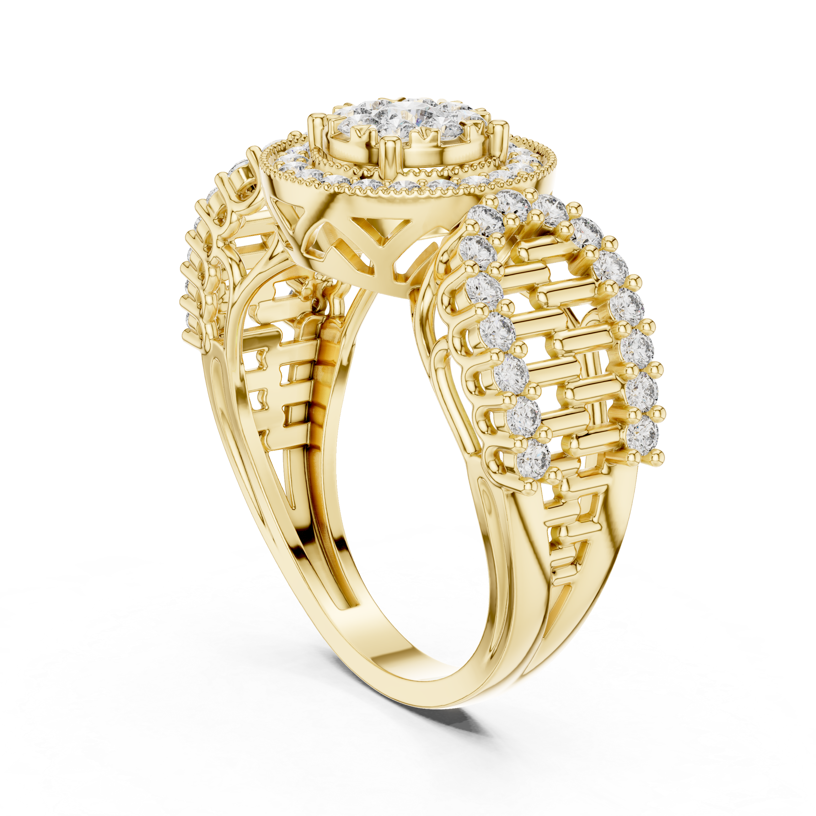 Diamonds and a round halo design