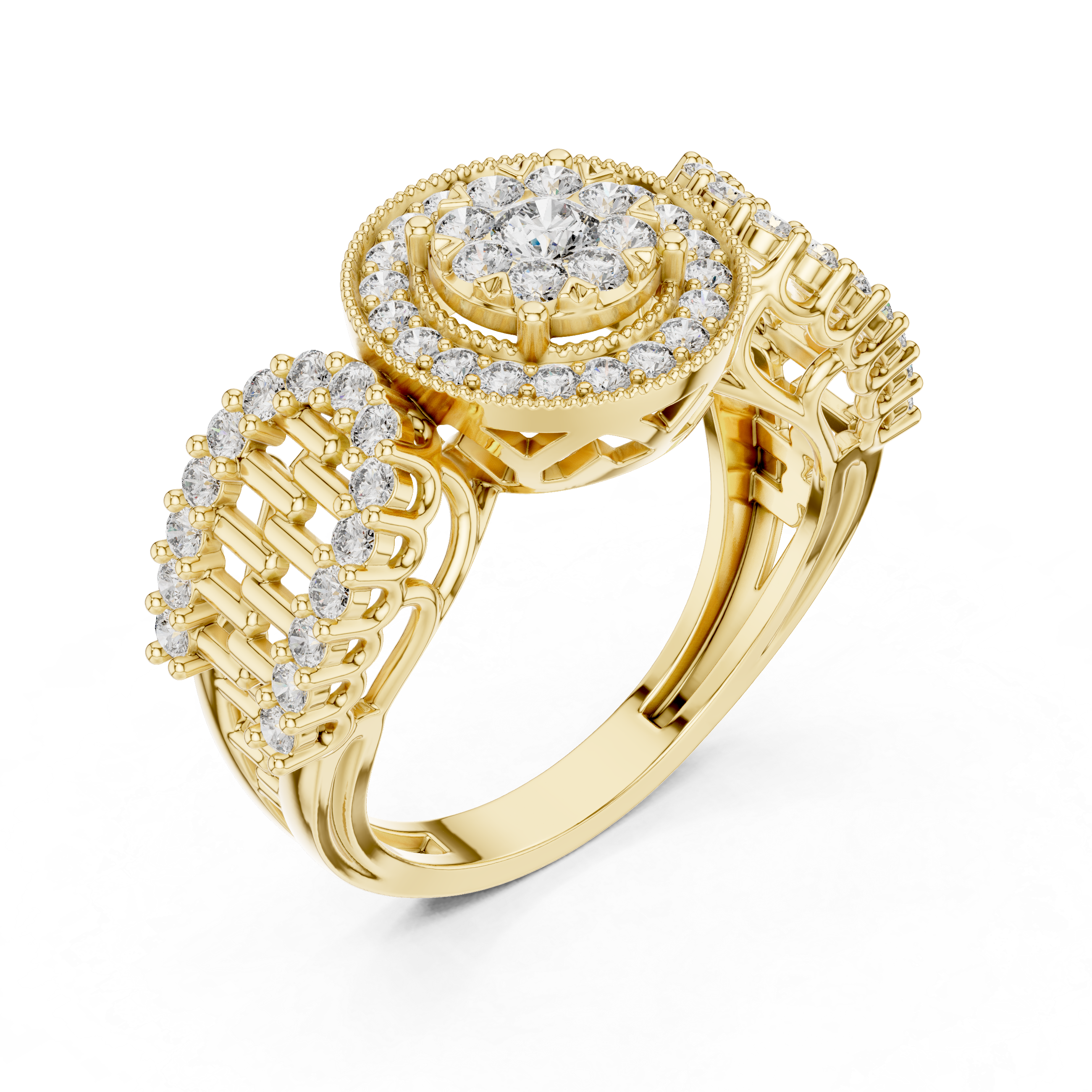 Diamonds and a round halo design