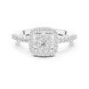 Diamond cluster center and square halo design.