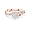 Floral diamond cluster and diamond-studded split band.