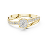 Floral diamond cluster and diamond-studded split band.