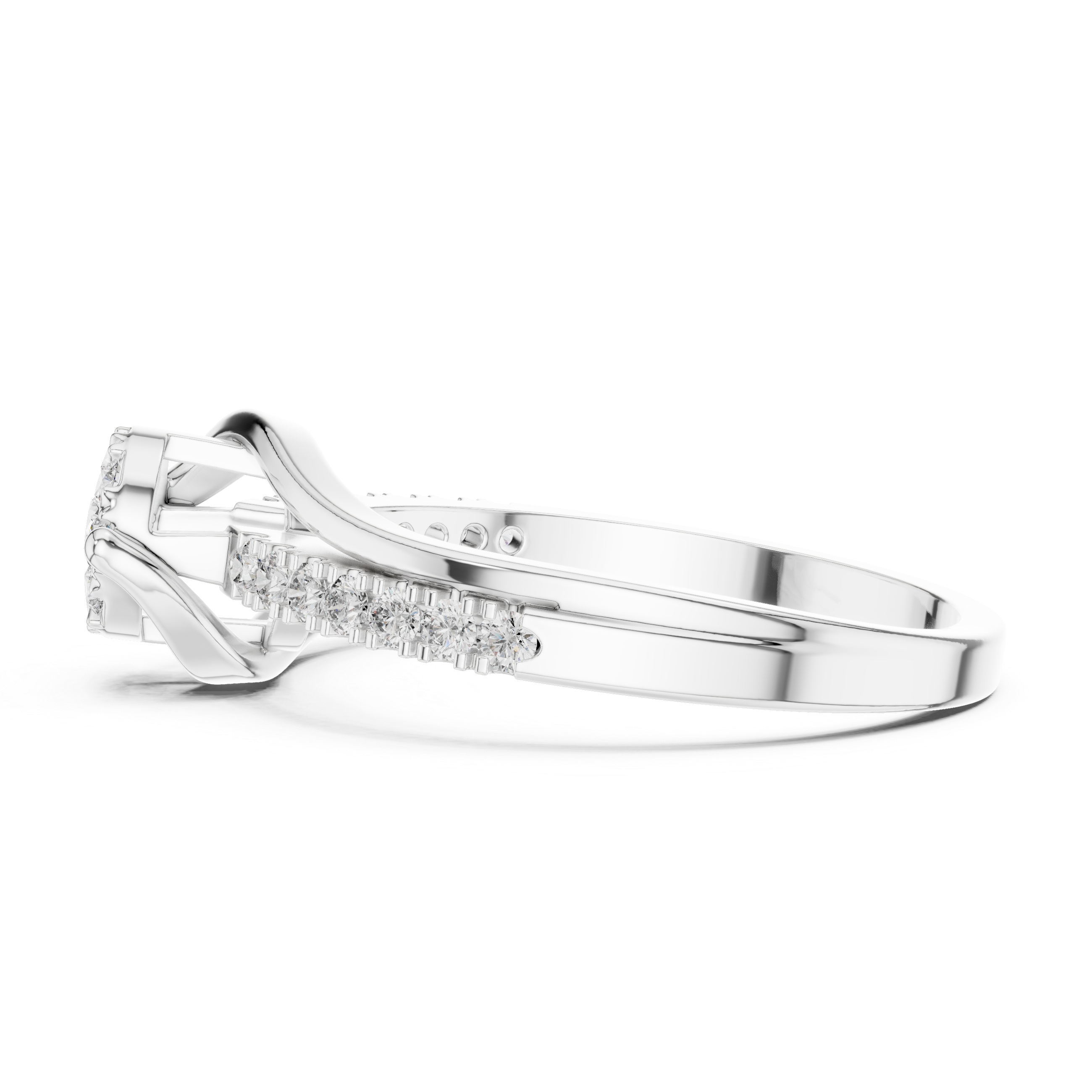 Floral Diamond Cluster and Single Row Diamond Band.