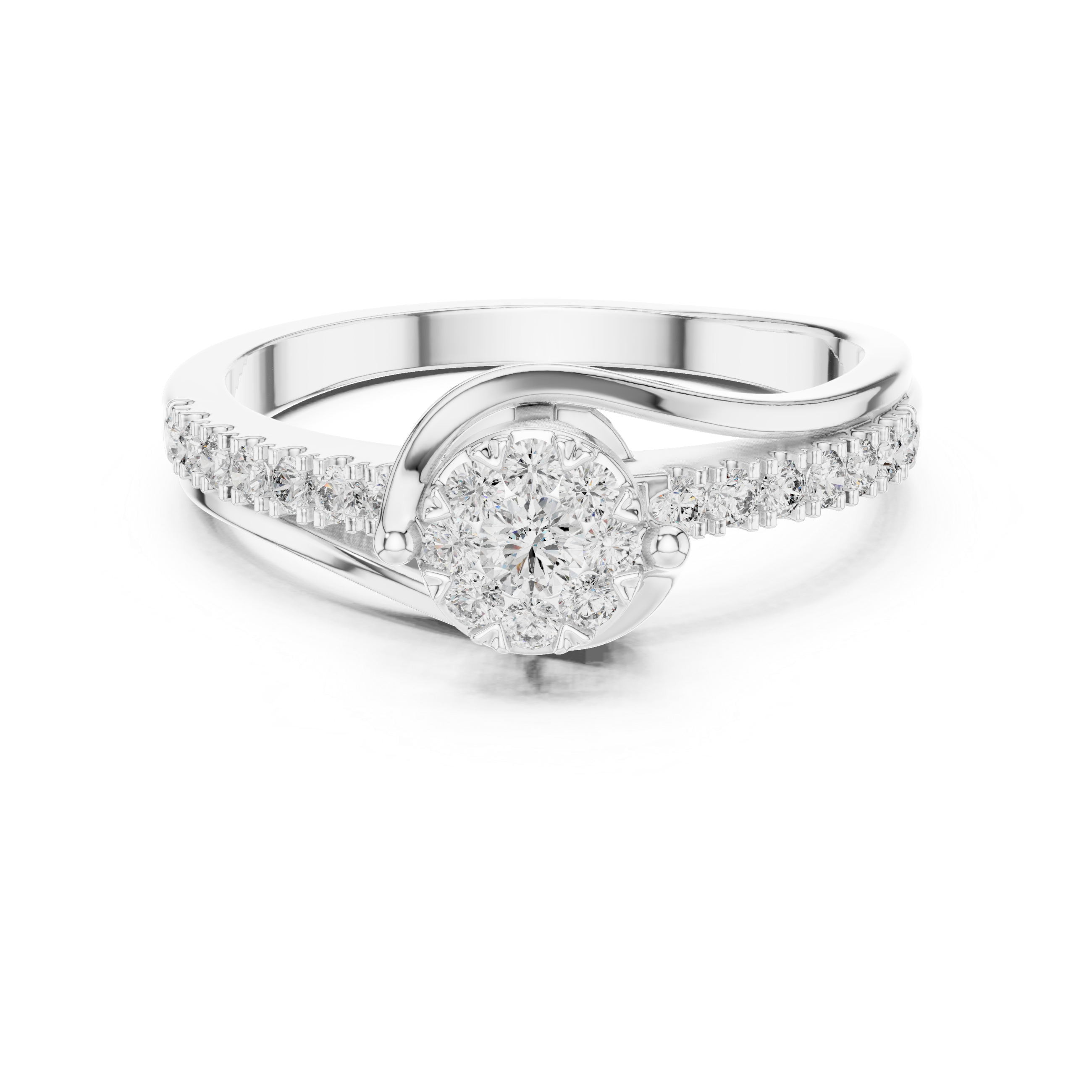 Floral Diamond Cluster and Single Row Diamond Band.