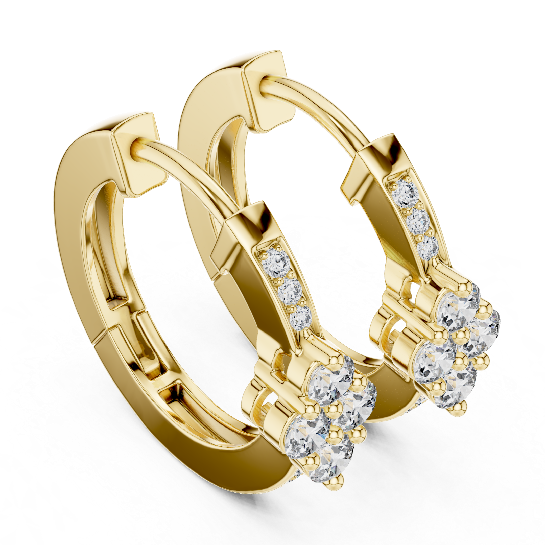 Elegant Rose Gold and Diamond Cluster Hoop Earrings