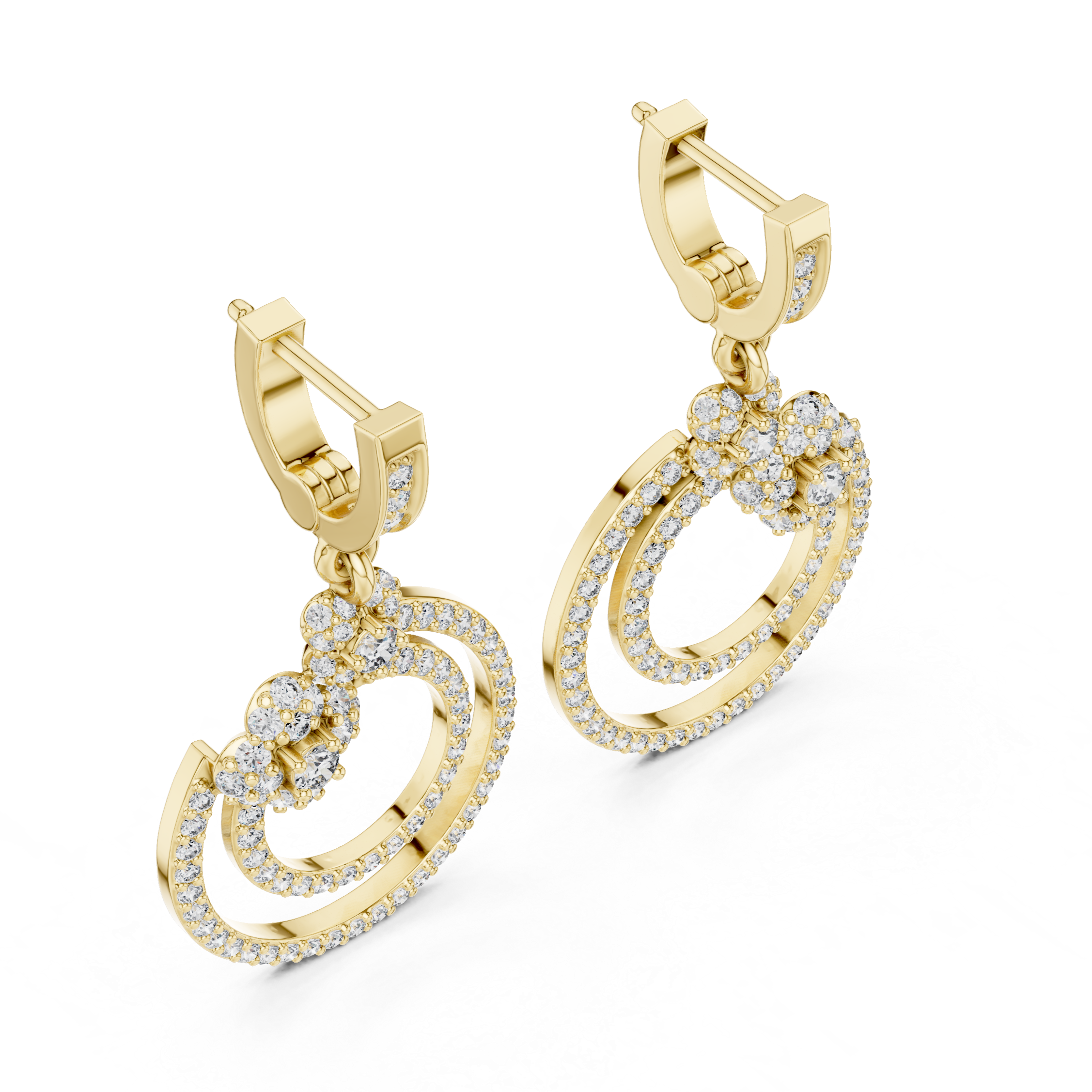 Rose Gold Double Hoop Diamond Earrings