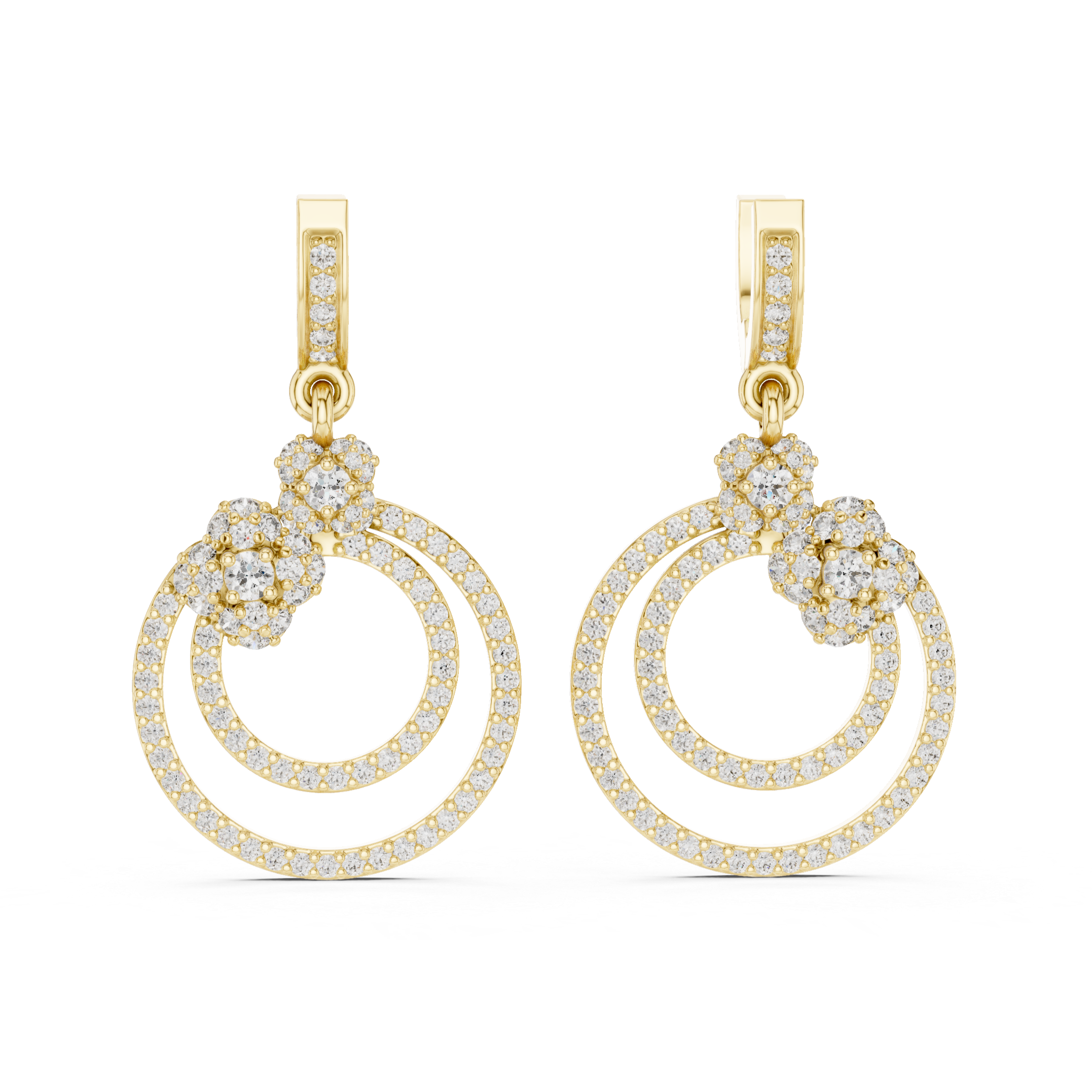 Rose Gold Double Hoop Diamond Earrings