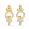 Rose gold diamond circle bar earrings