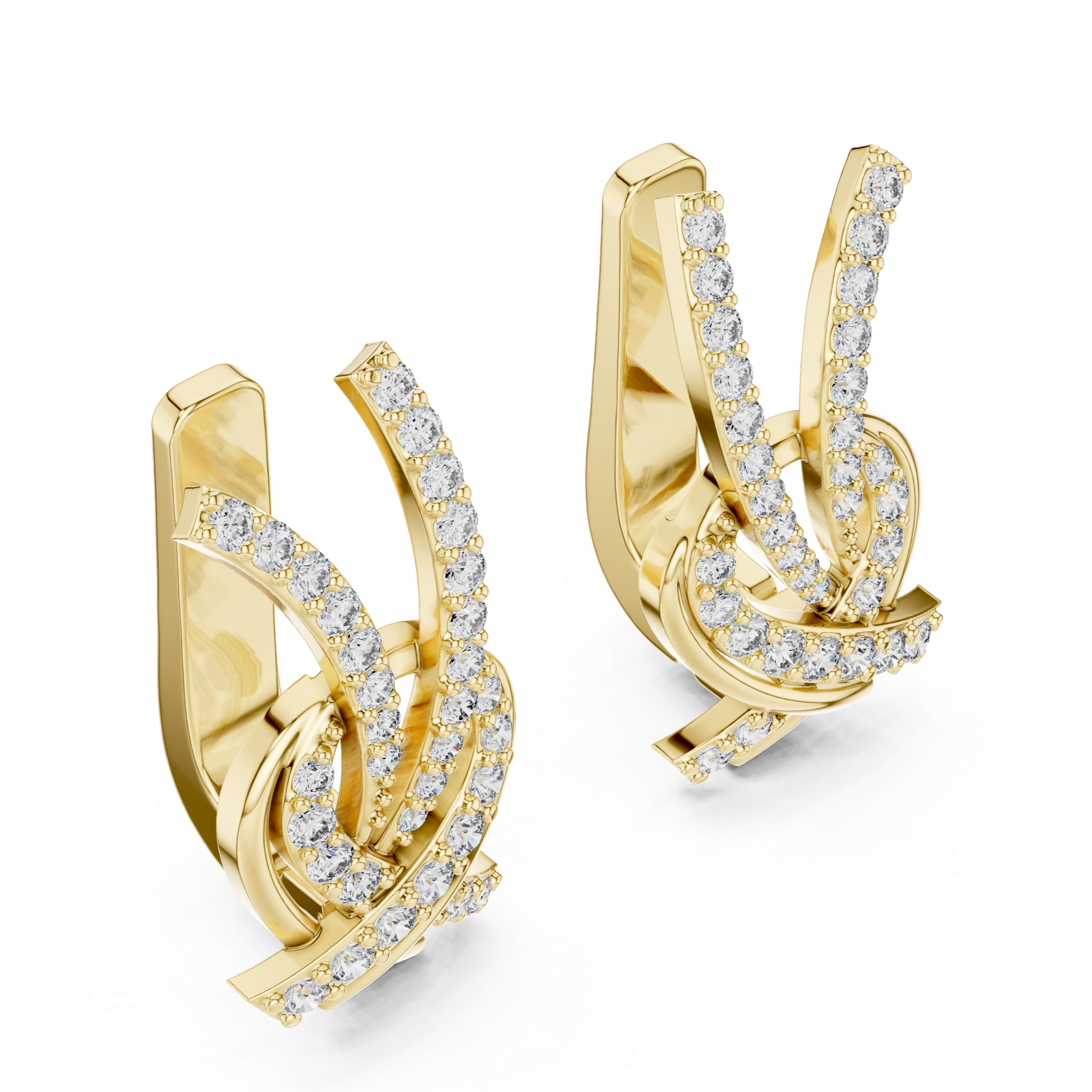 Elegant Rose Gold and Diamond Swirl Earrings