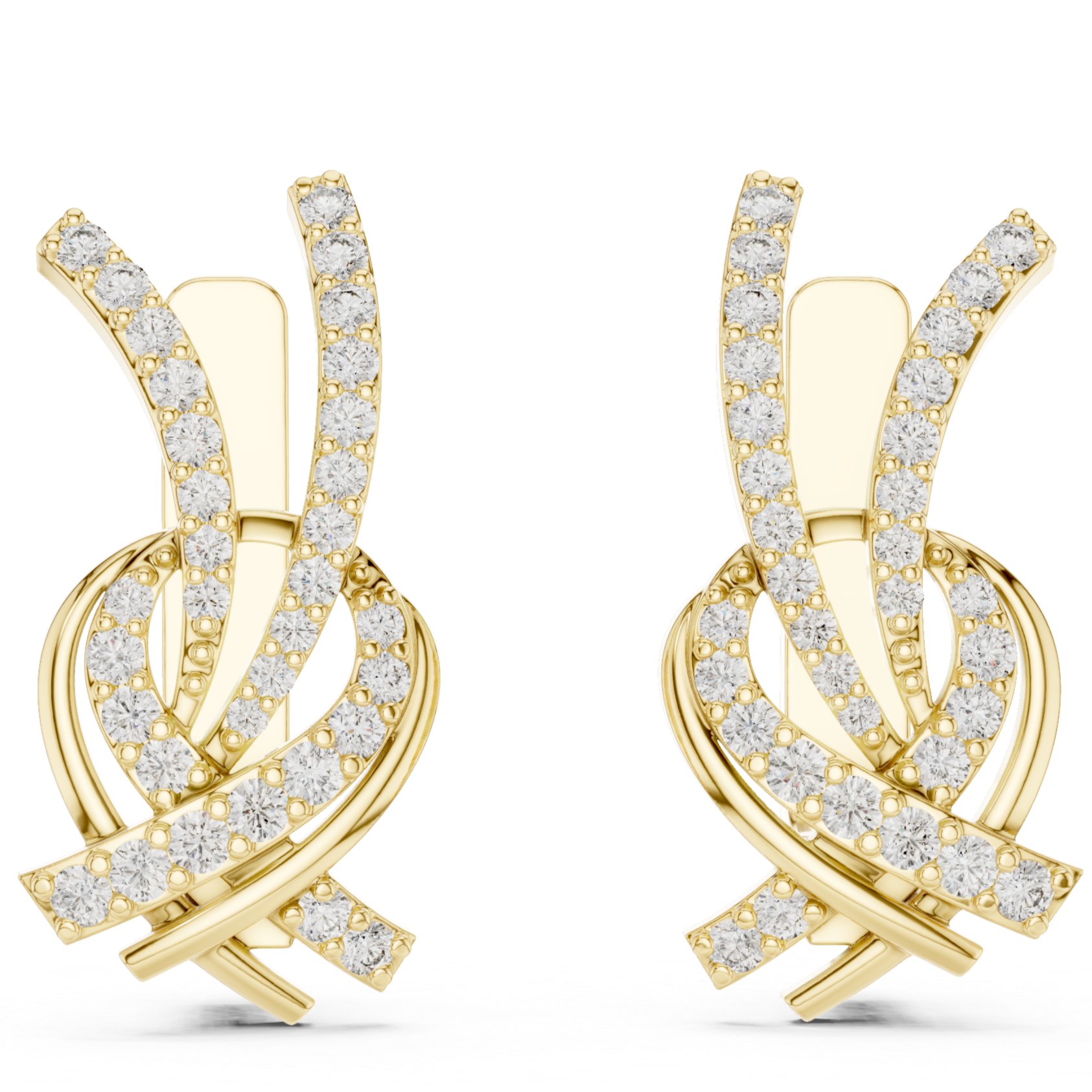 Elegant Rose Gold and Diamond Swirl Earrings