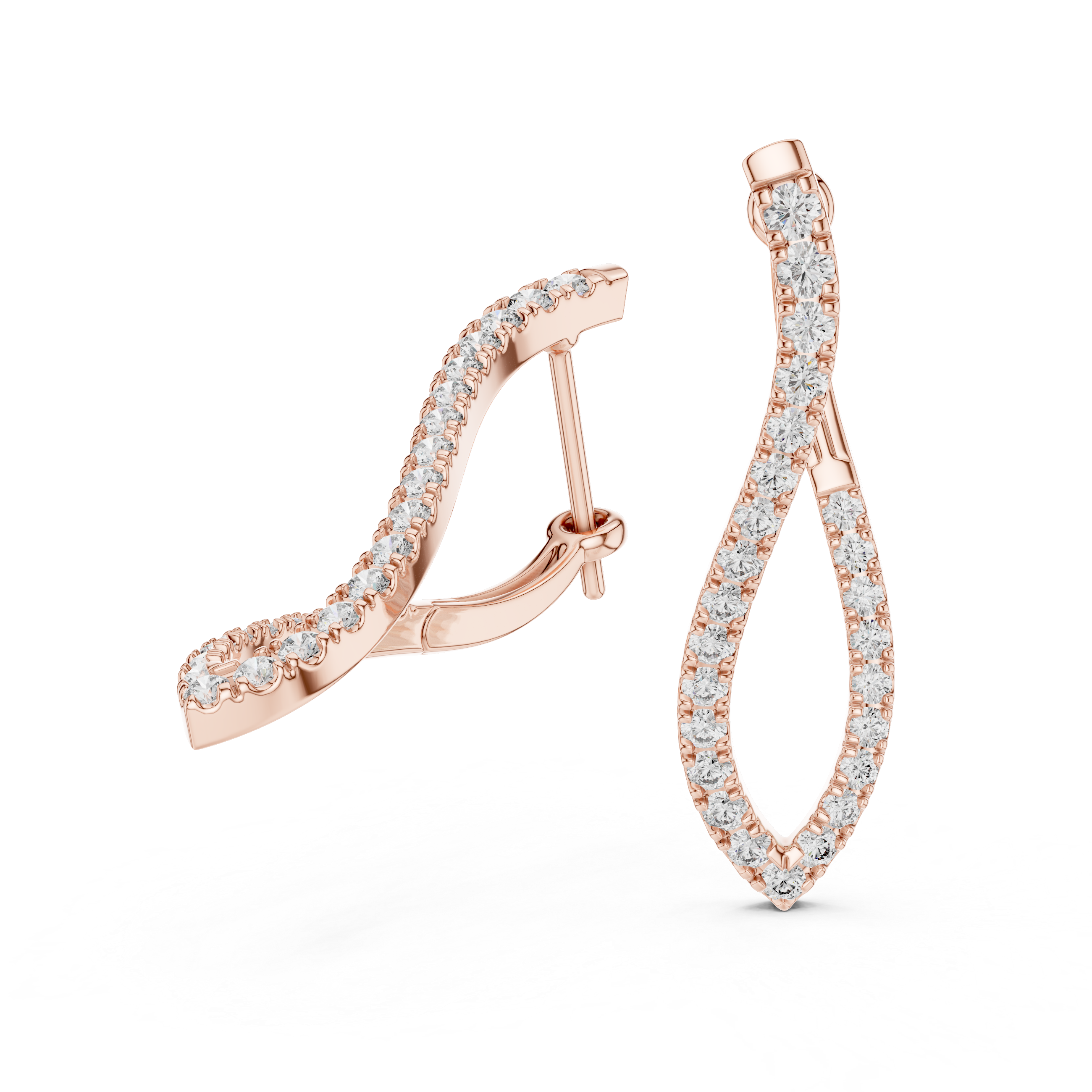 Elegant Rose Gold Diamond Drop Earrings