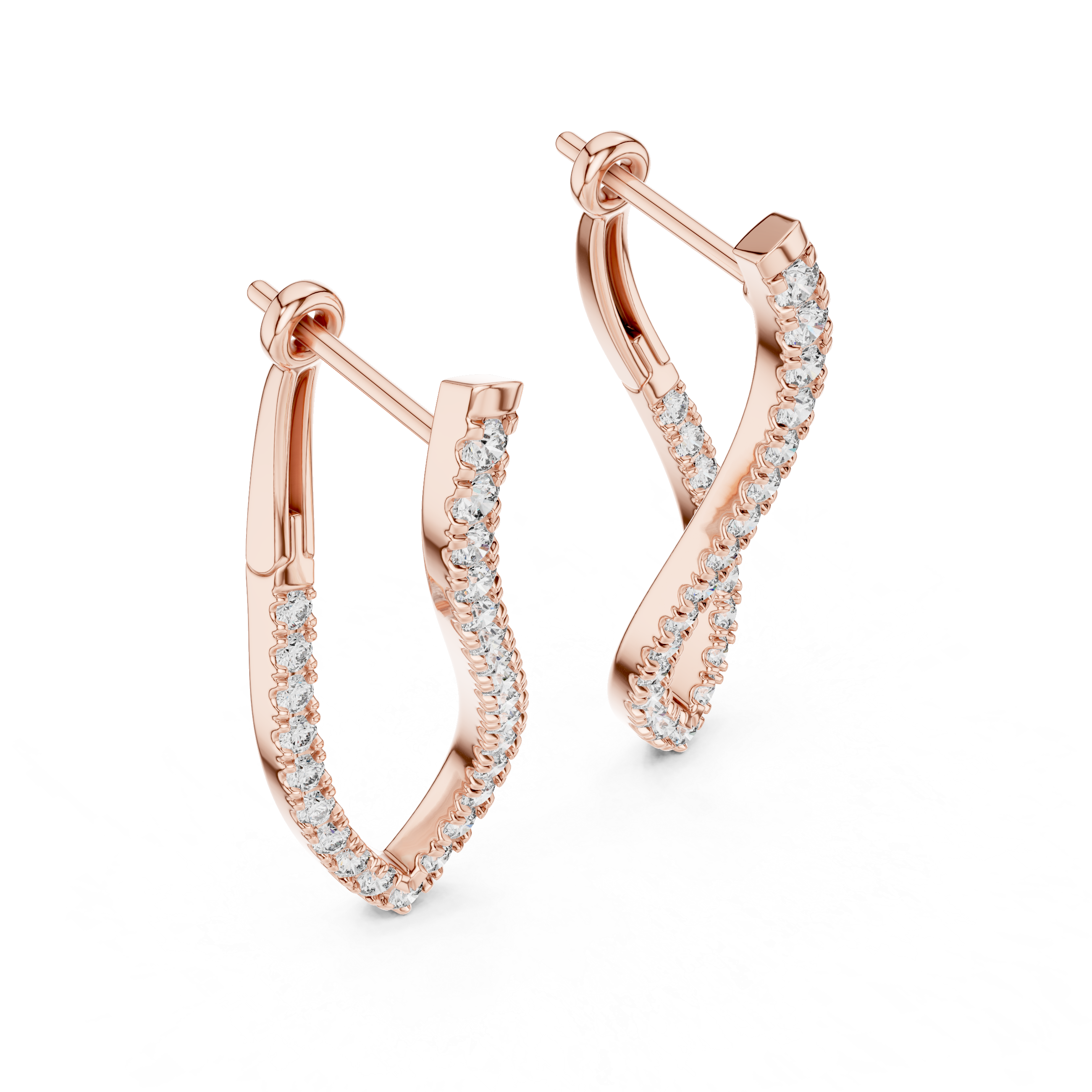 Elegant Rose Gold Diamond Drop Earrings