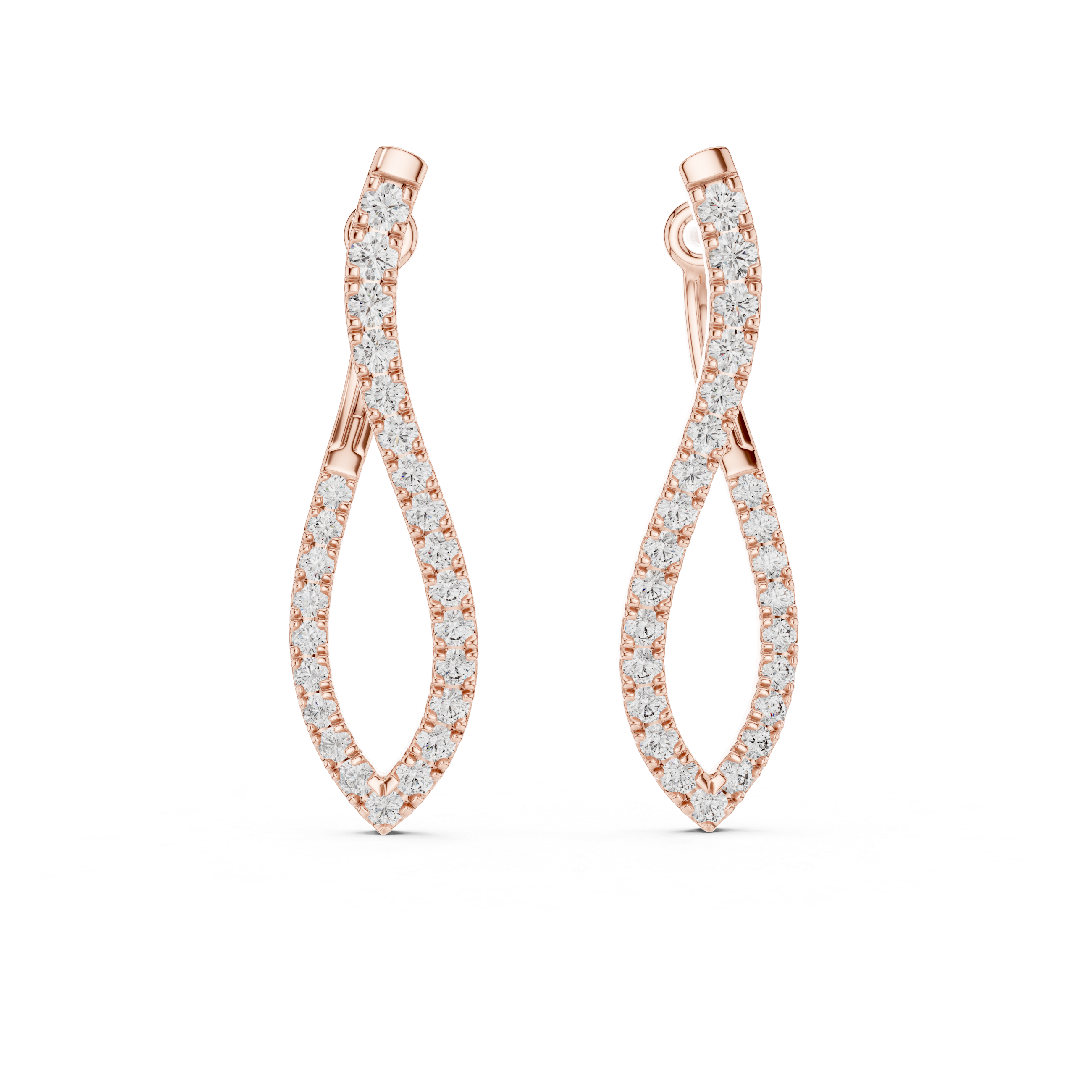Elegant Rose Gold Diamond Drop Earrings