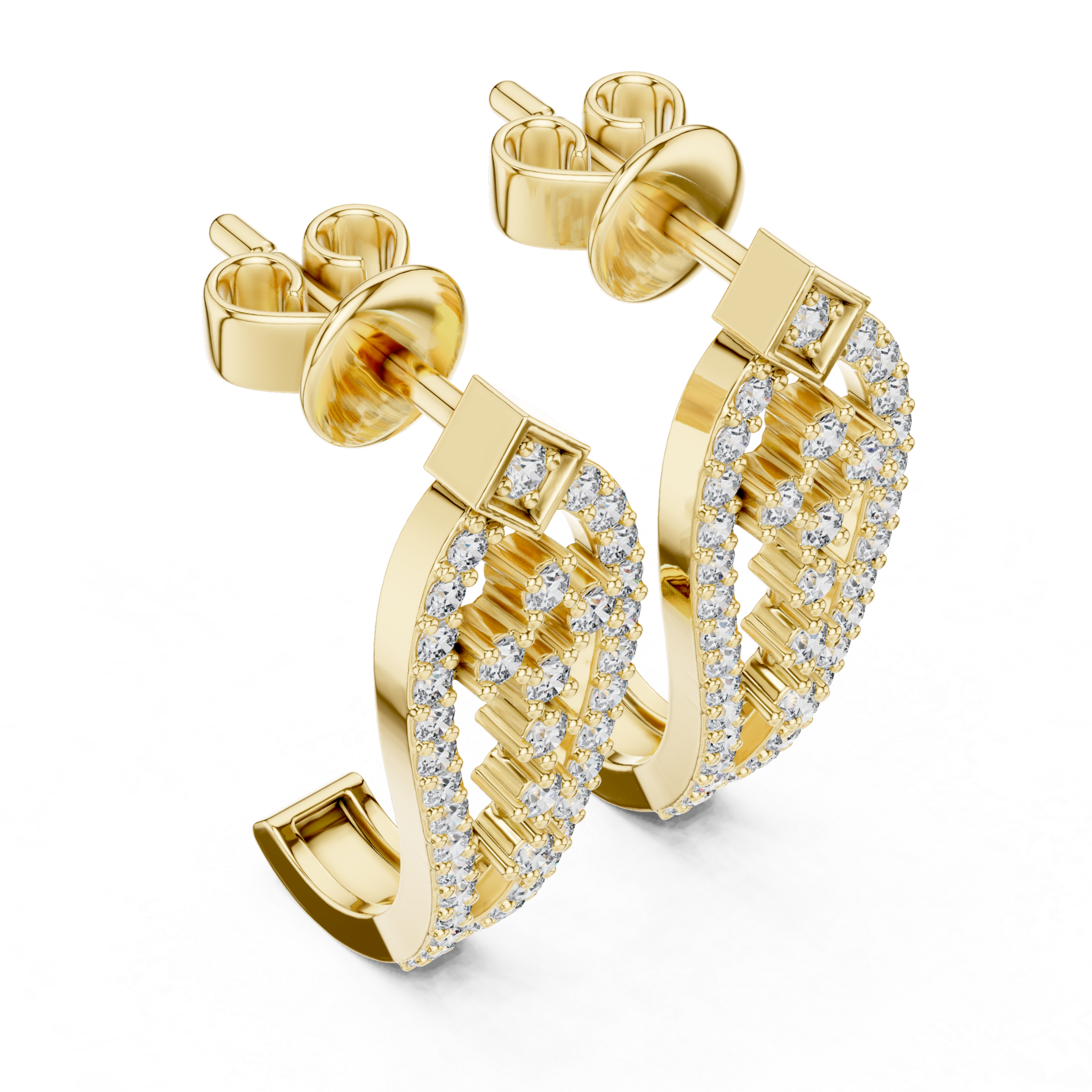 Diamond-Studded Gold Hoop Earrings