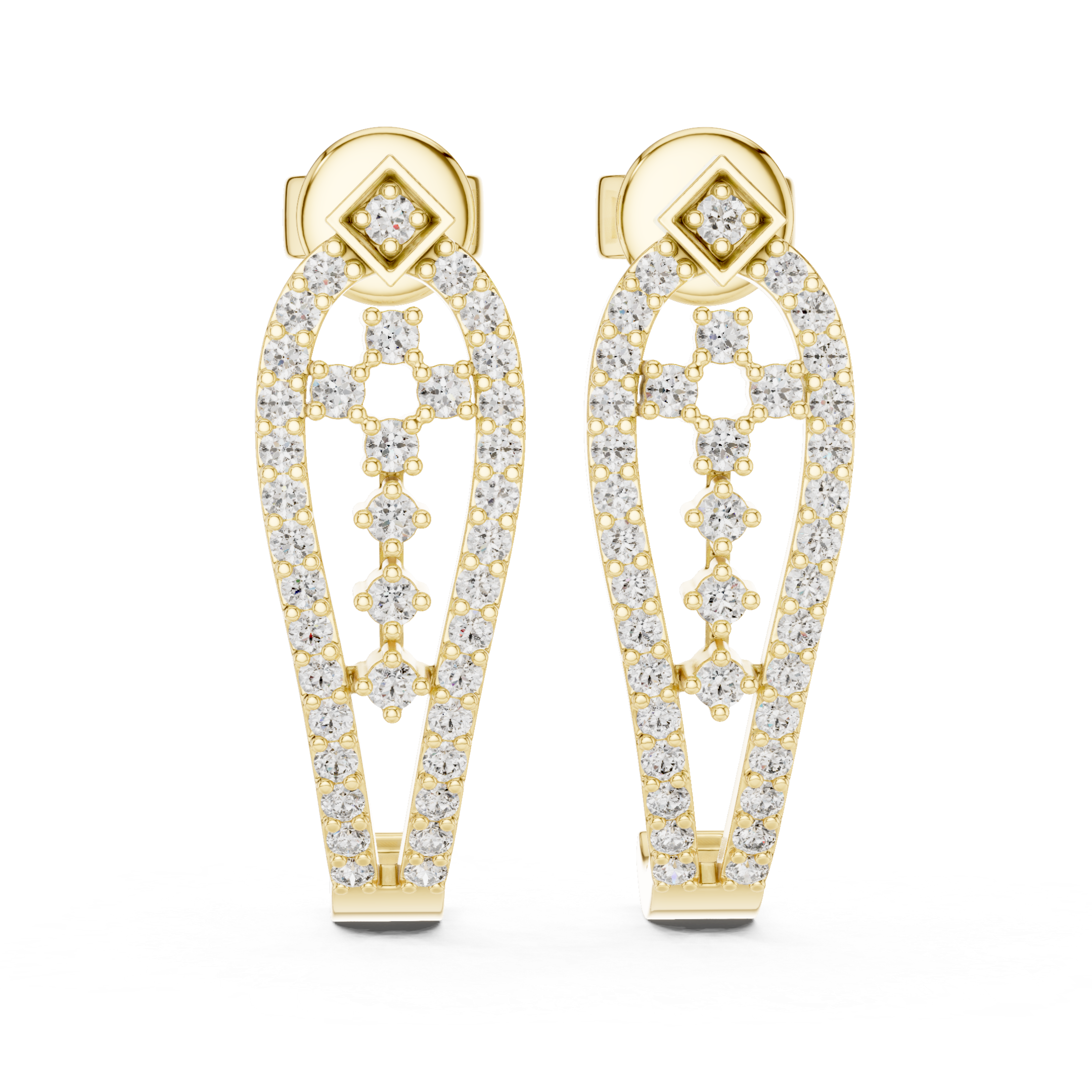 Diamond-Studded Gold Hoop Earrings