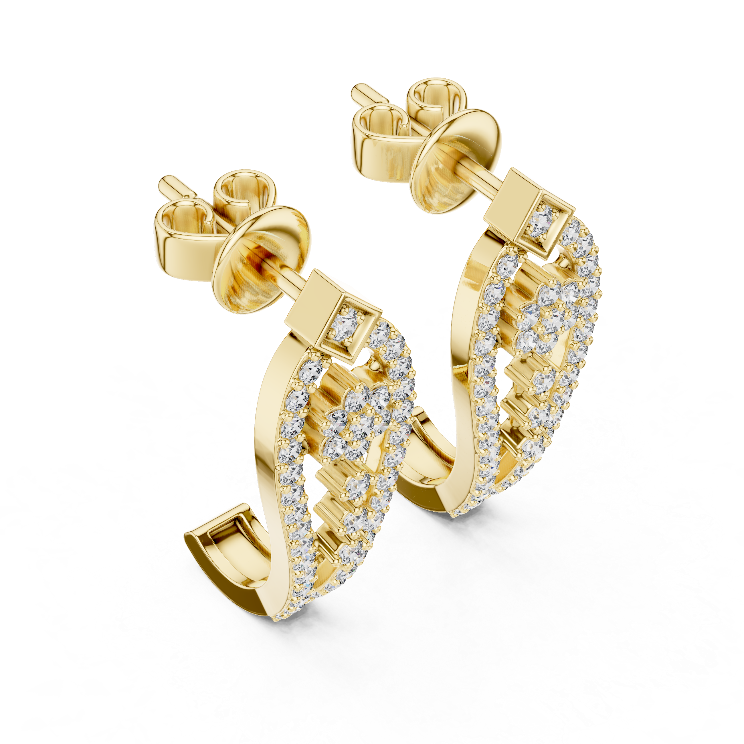 Rose gold diamond floral drop earrings