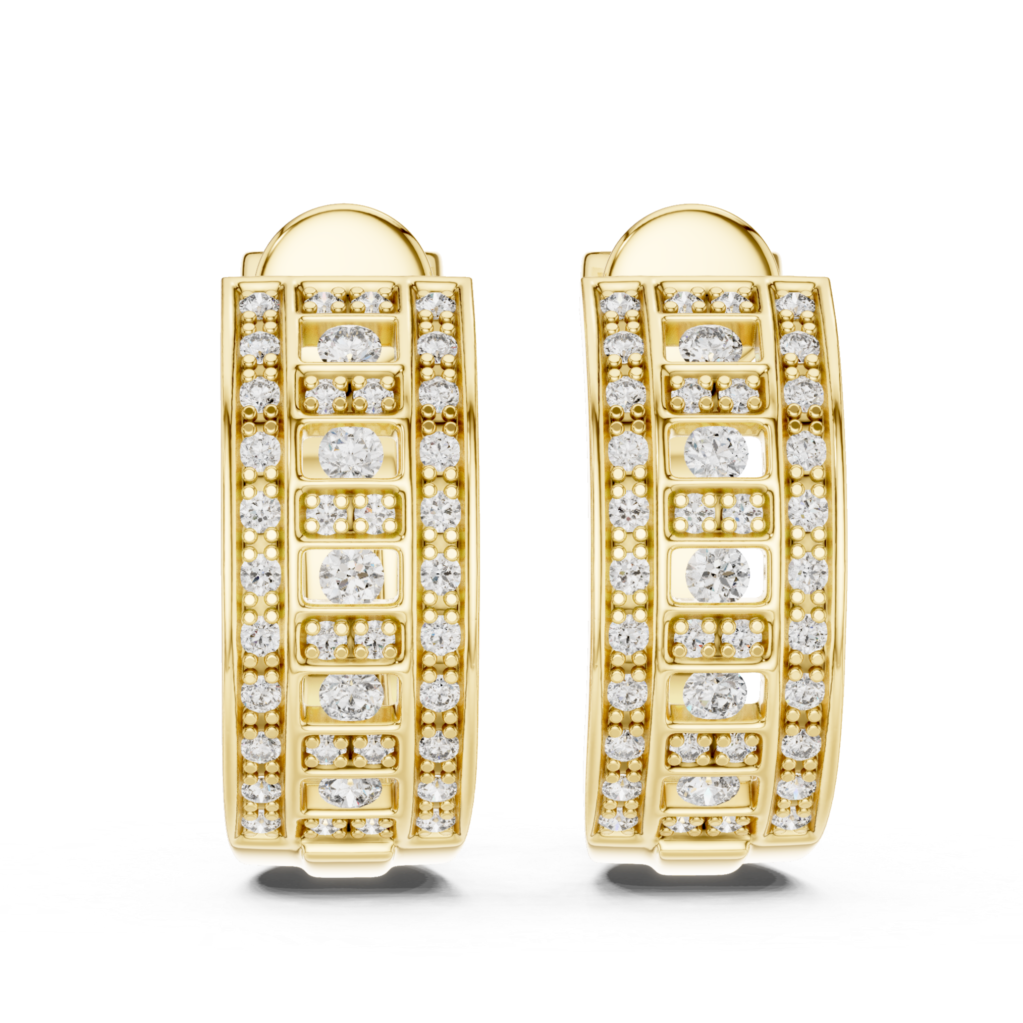 Rose Gold Diamond Geometric Hoop Earrings