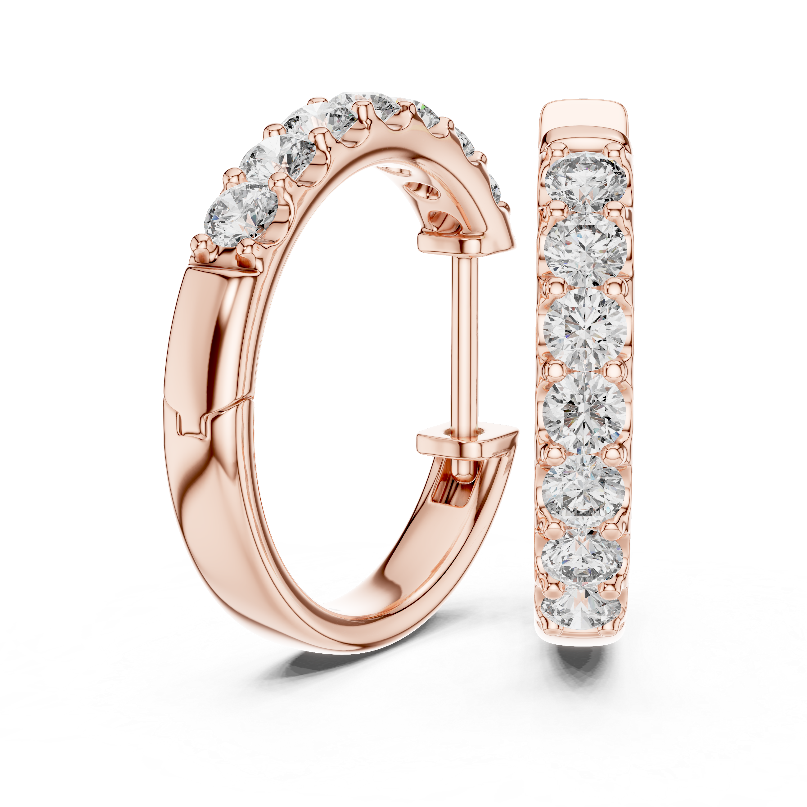 Classic Rose Gold Diamond Hoop Earrings
