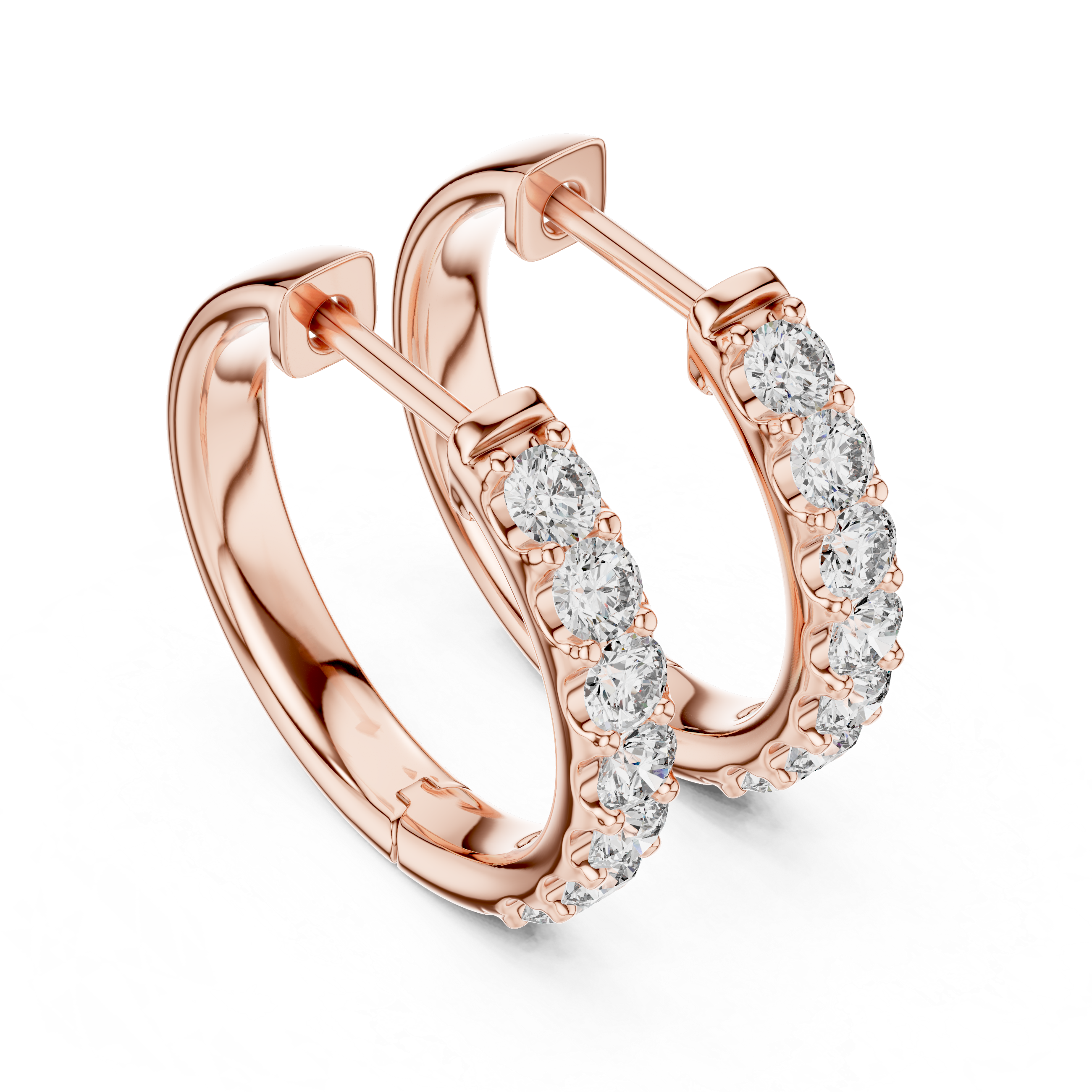 Classic Rose Gold Diamond Hoop Earrings