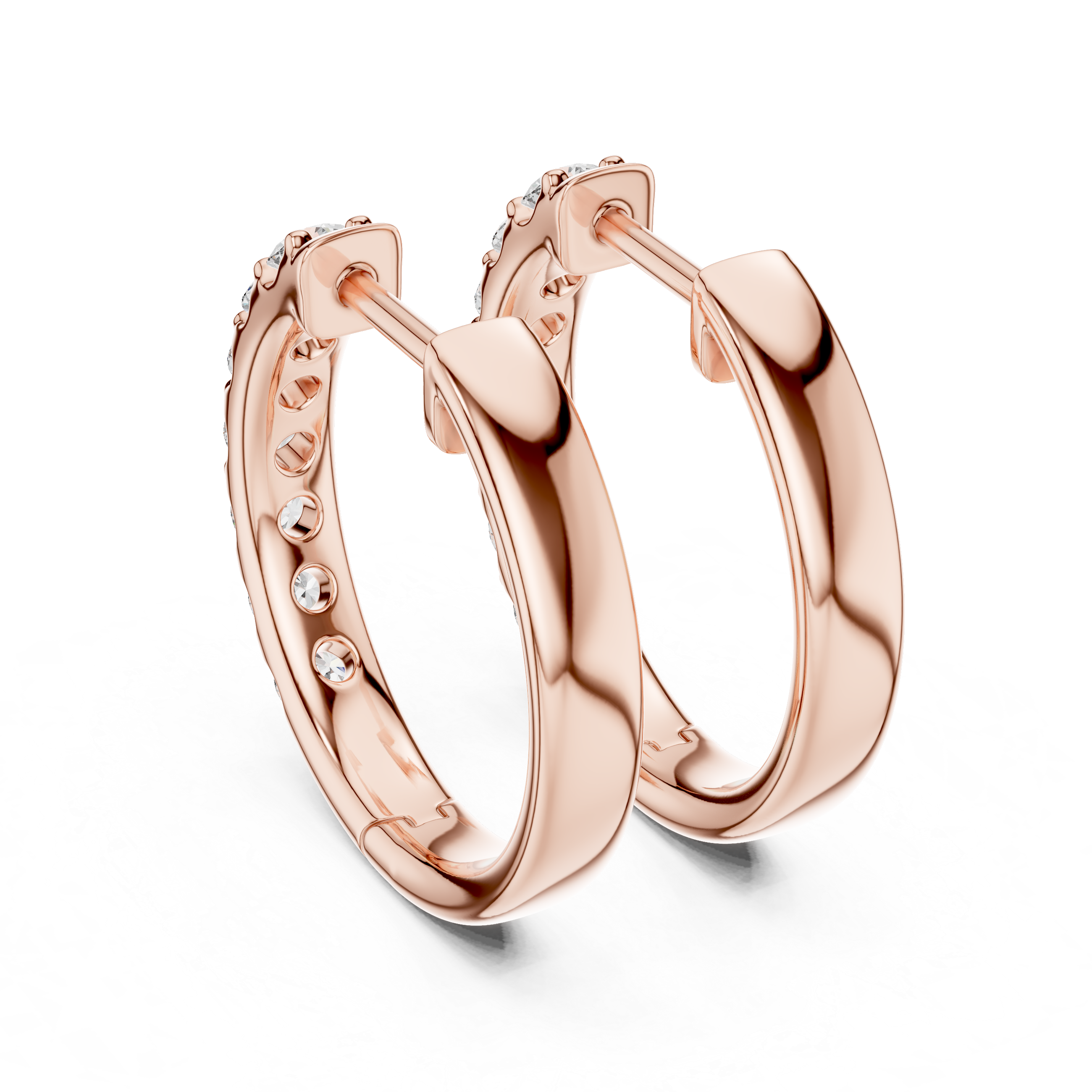Classic Rose Gold Diamond Hoop Earrings
