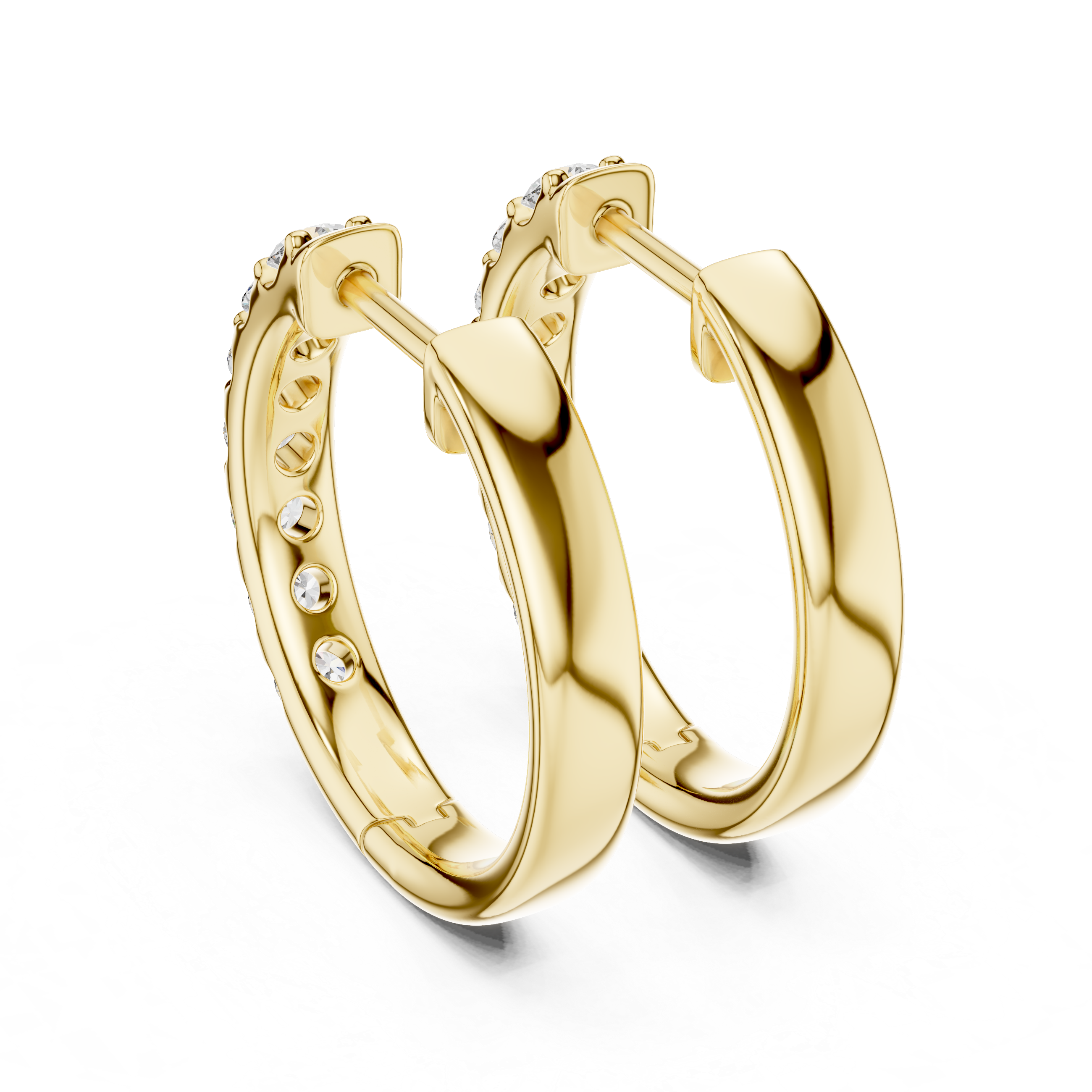 Classic Rose Gold Diamond Hoop Earrings