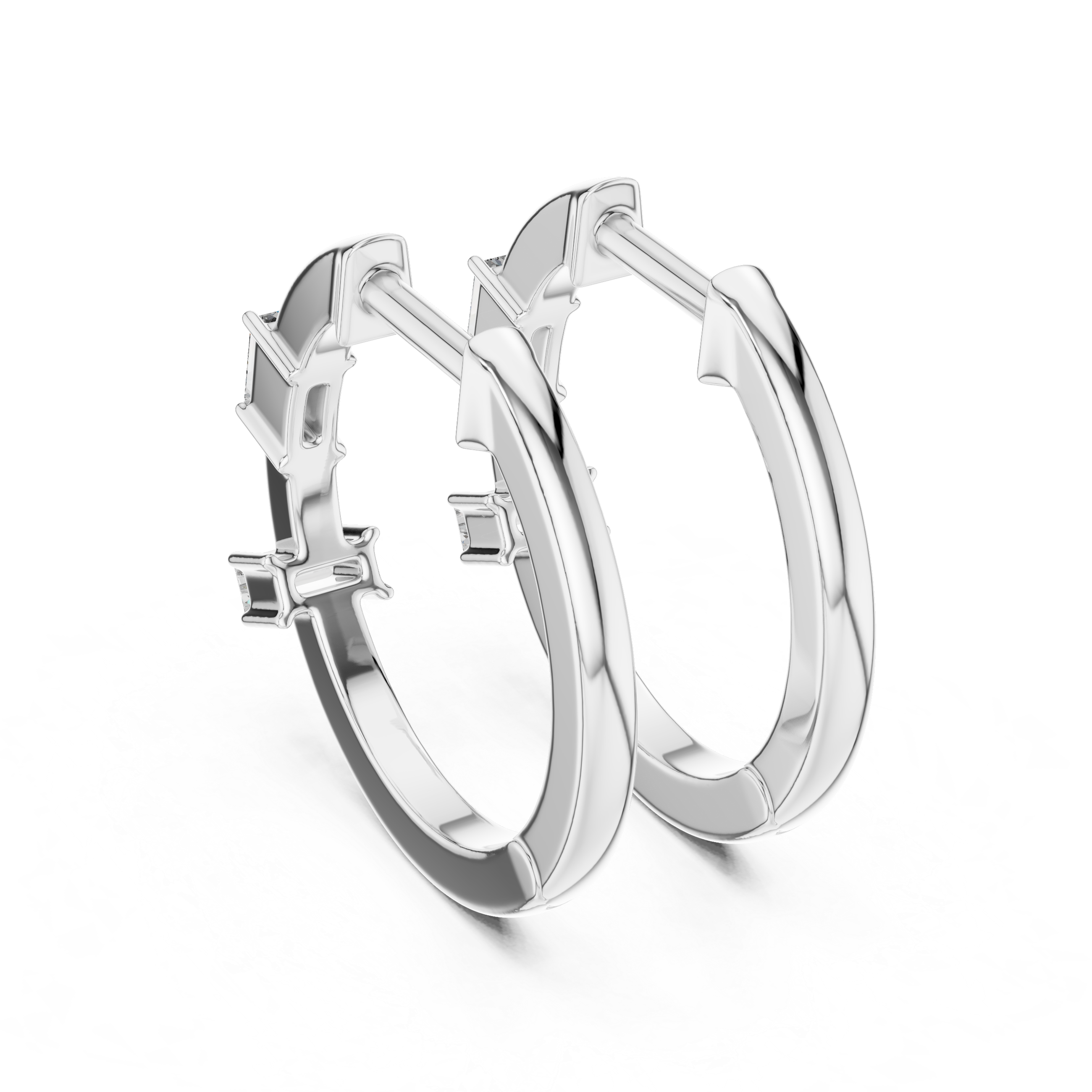 Elegant Rose Gold Hoop Earrings with Baguette-Cut Crystals