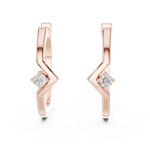 Rose gold zigzag diamond stud earrings