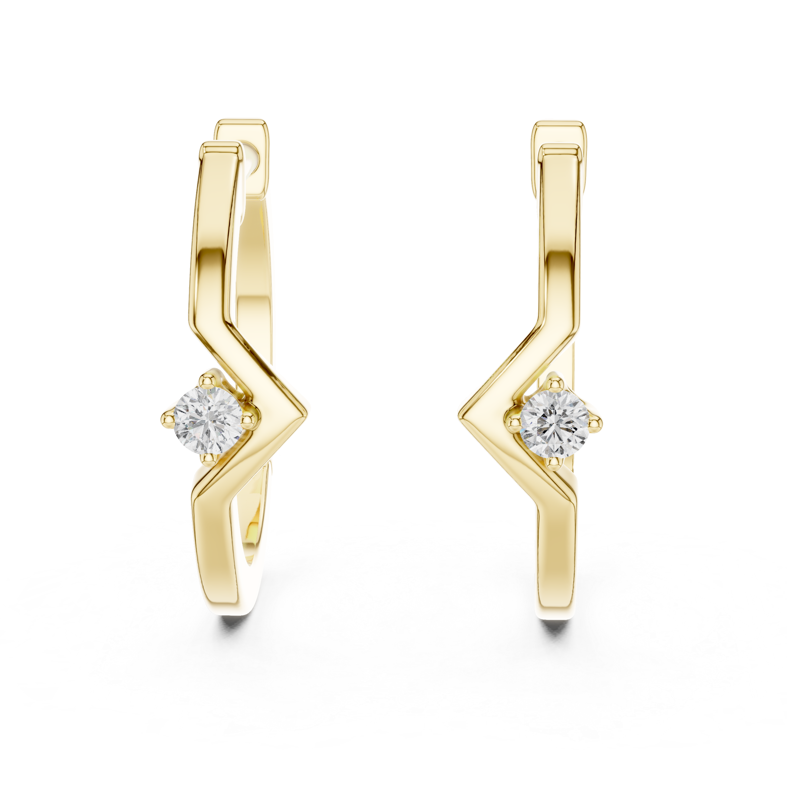 Rose gold zigzag diamond stud earrings
