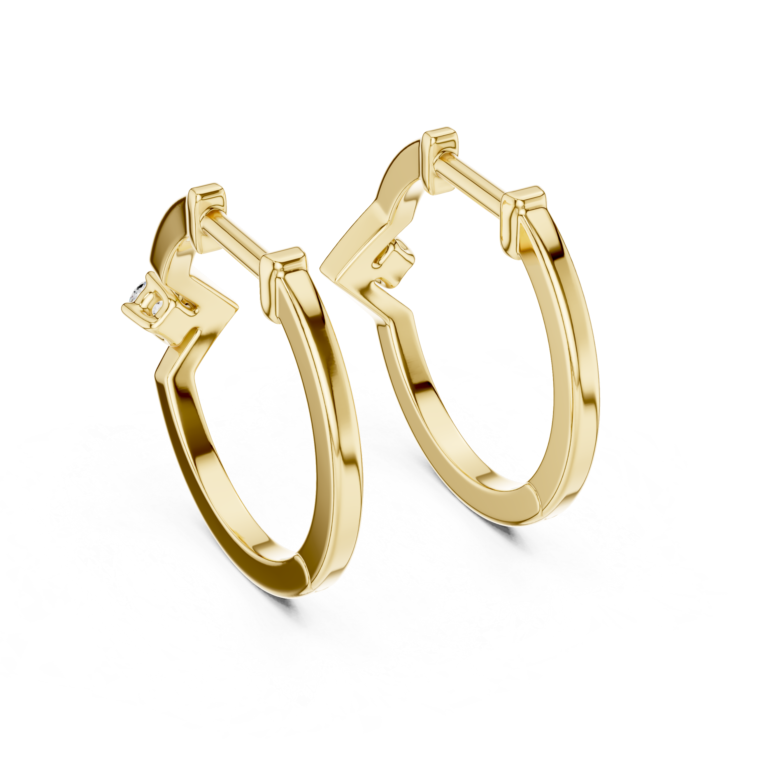 Rose Gold Hoop Earrings with V-Shaped Design and Round Cut Crystal