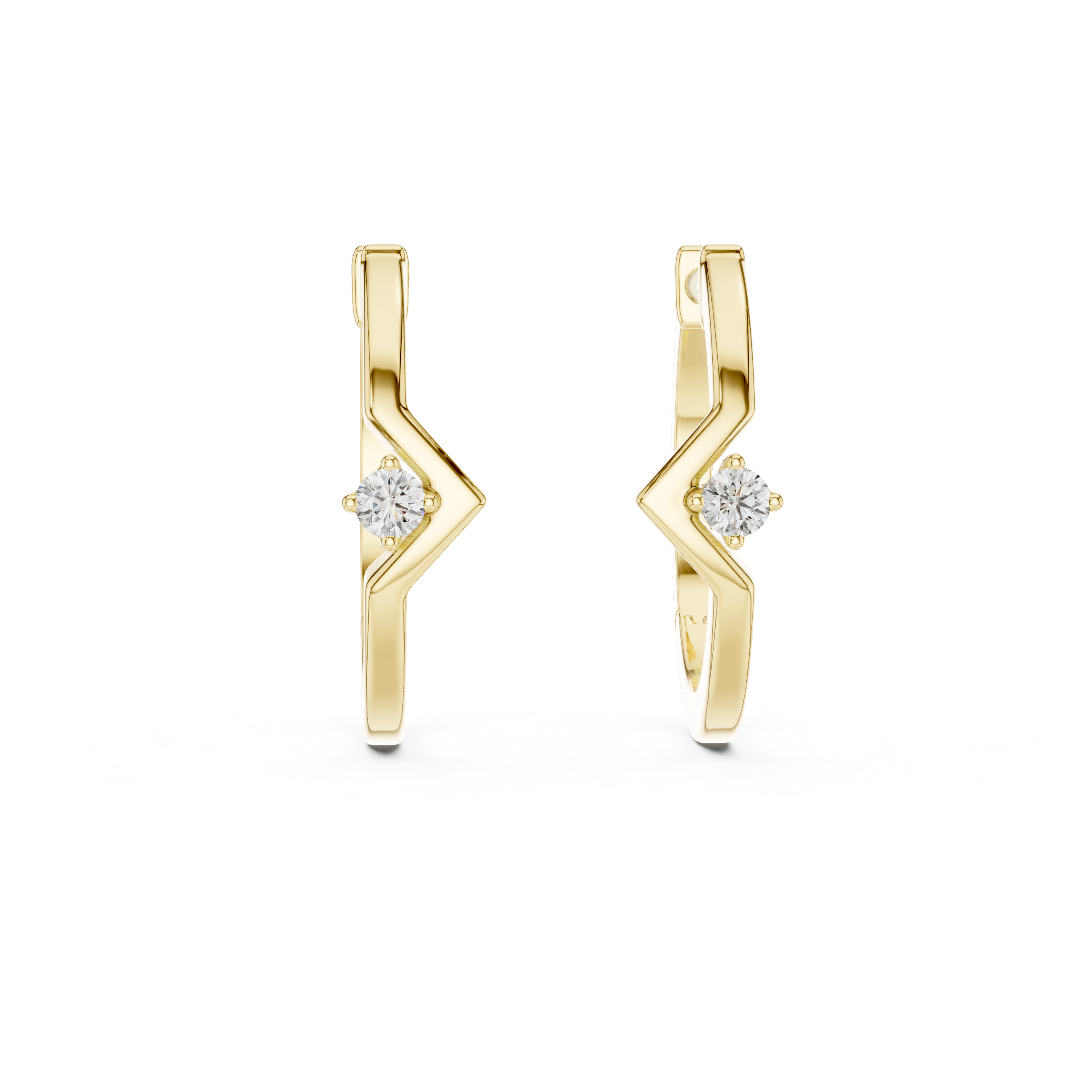 Rose gold zigzag diamond stud earrings