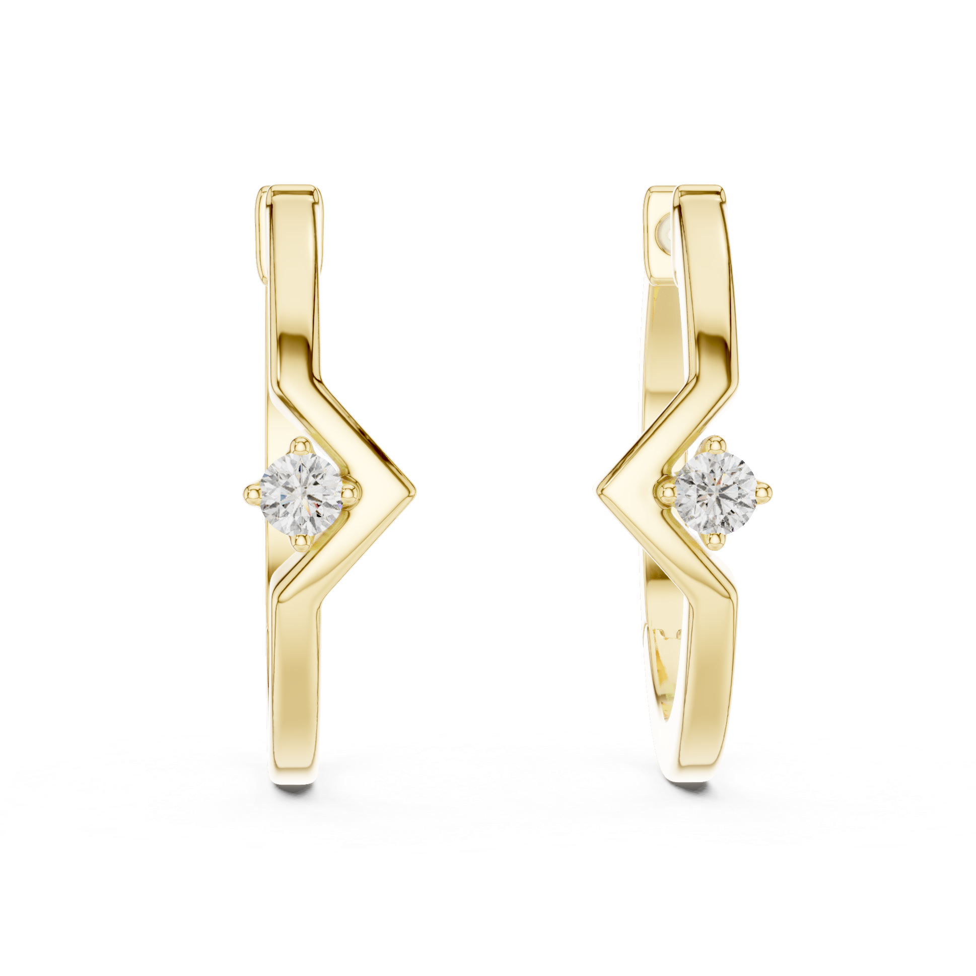Rose gold zigzag diamond stud earrings