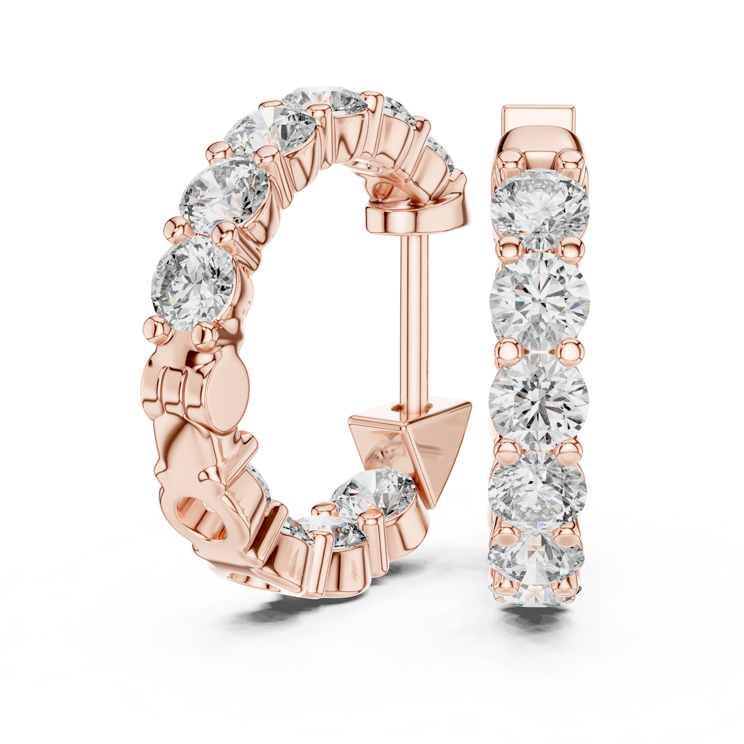 Luxurious Rose Gold Inside-Out Diamond Hoop Earrings