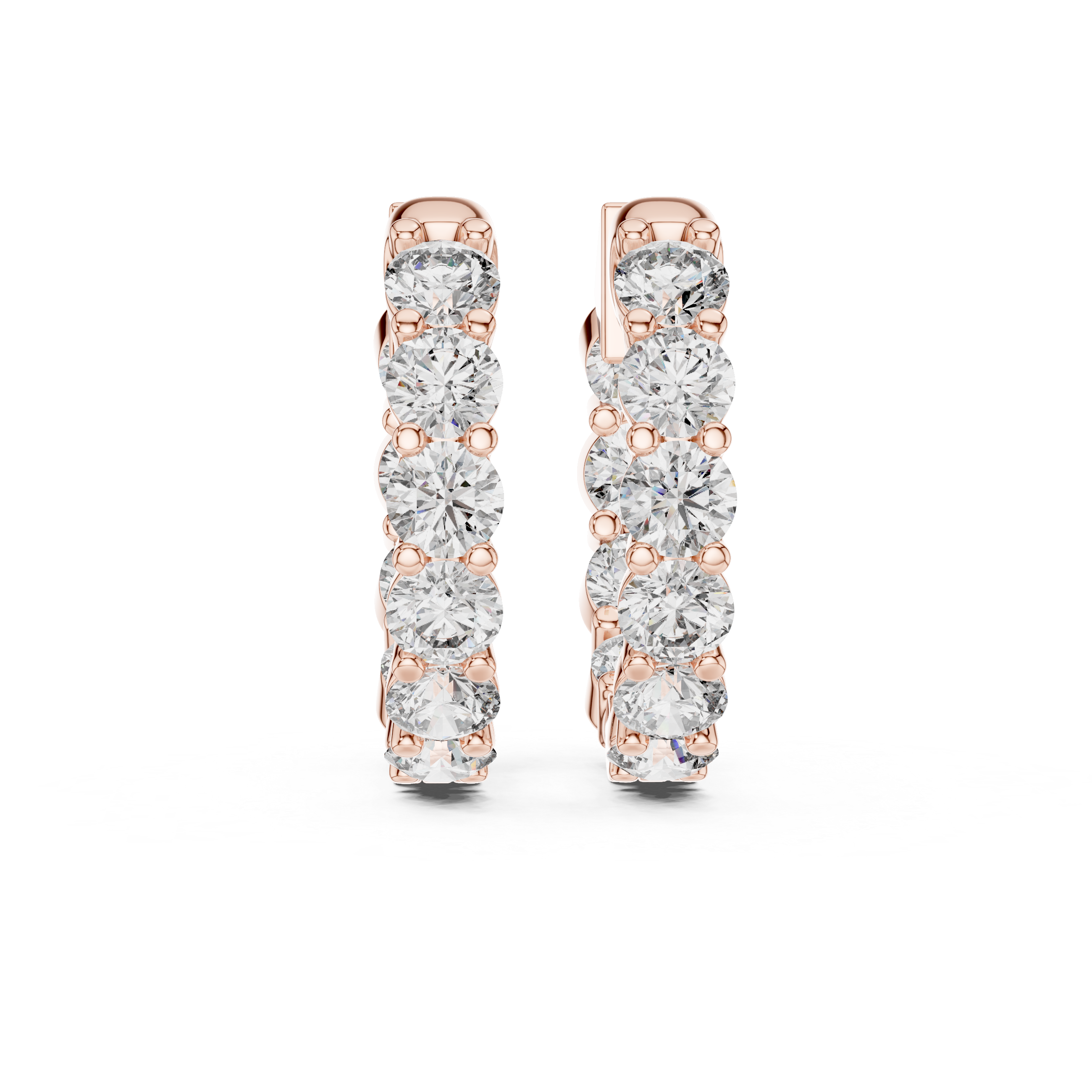 Luxurious Rose Gold Inside-Out Diamond Hoop Earrings