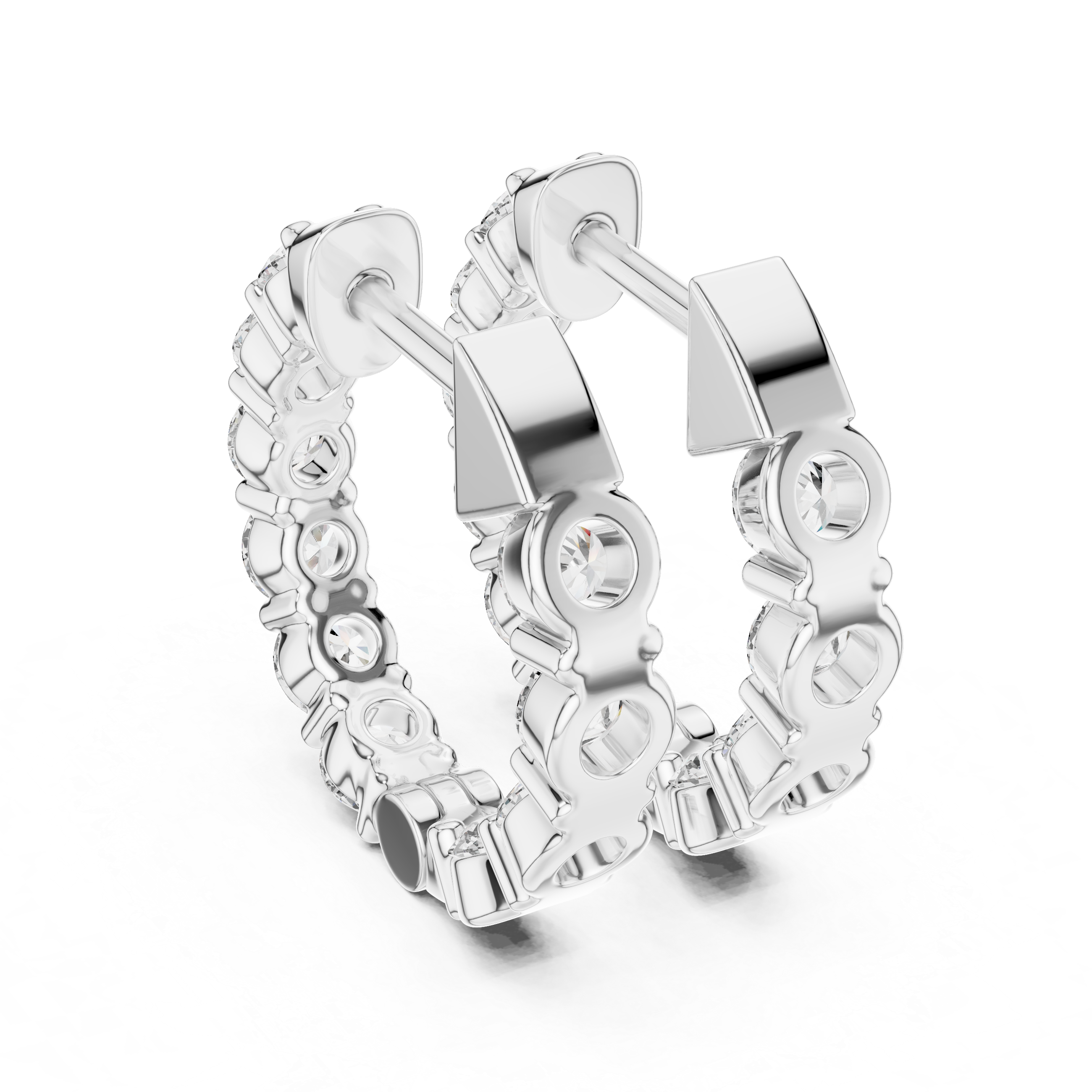 Luxurious Rose Gold Inside-Out Diamond Hoop Earrings